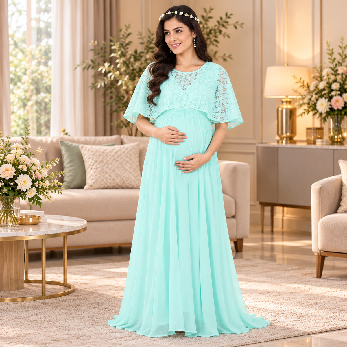 Misty Miss Jade Maternity and Nursing Gown Mint