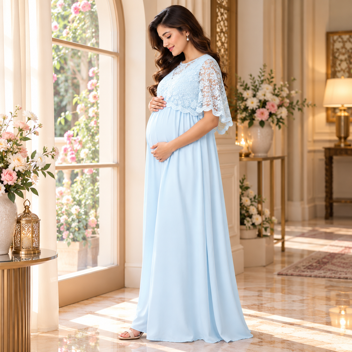 Infinity Blue-Yond Maternity and Nursing Gown Blue
