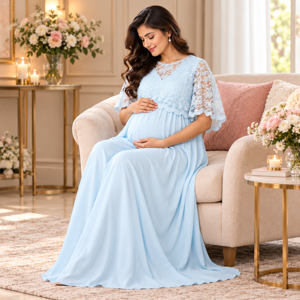 Infinity Blue-Yond Maternity and Nursing Gown Blue