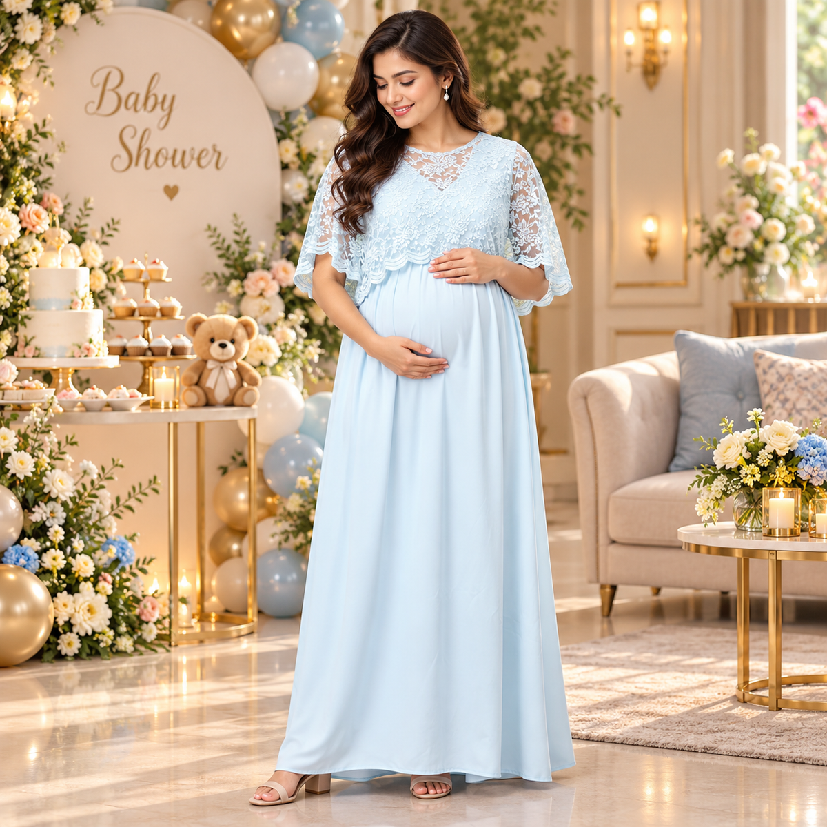 Infinity Blue-Yond Maternity and Nursing Gown Blue