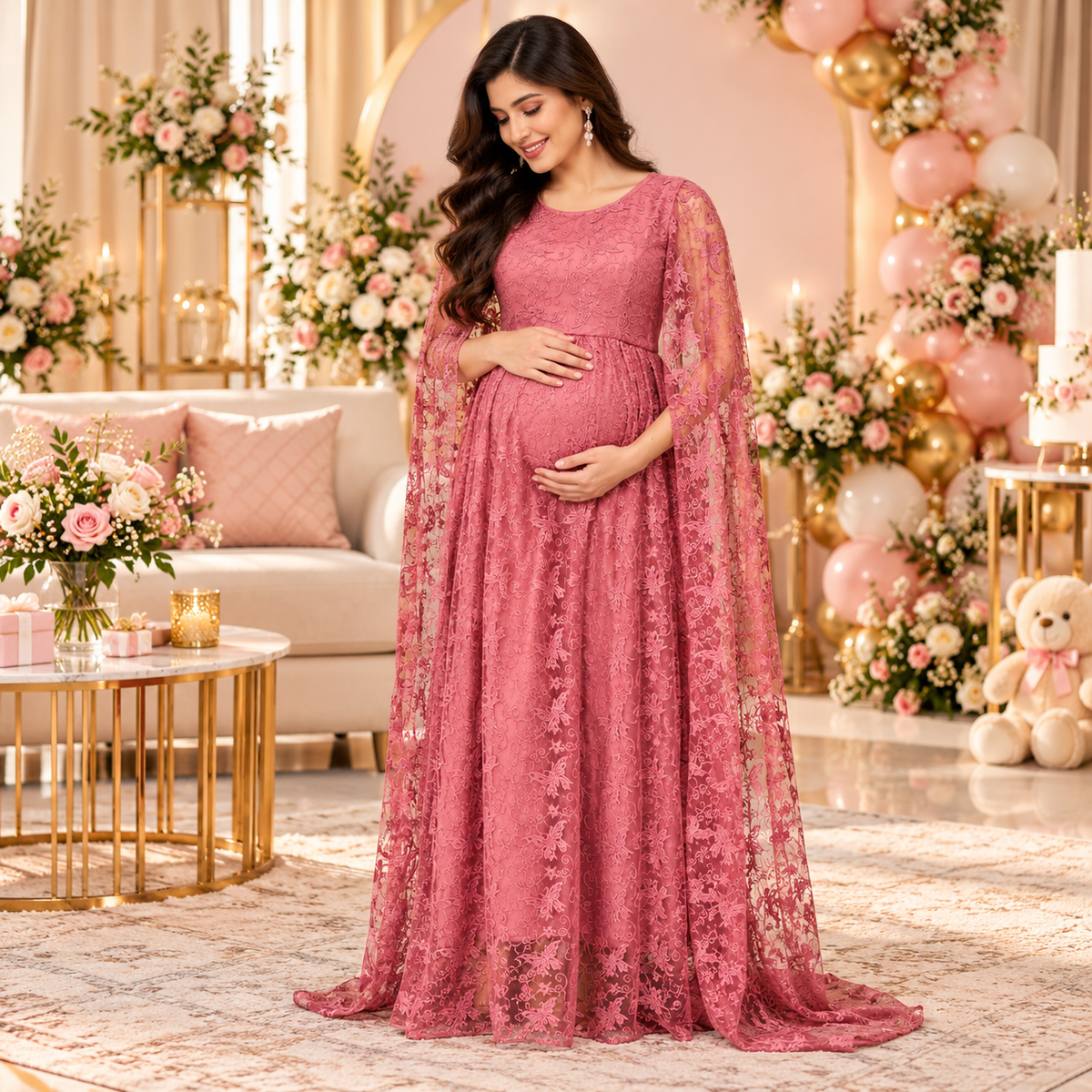 Blushing Mauve Maternity Photoshoot Gown Mauve