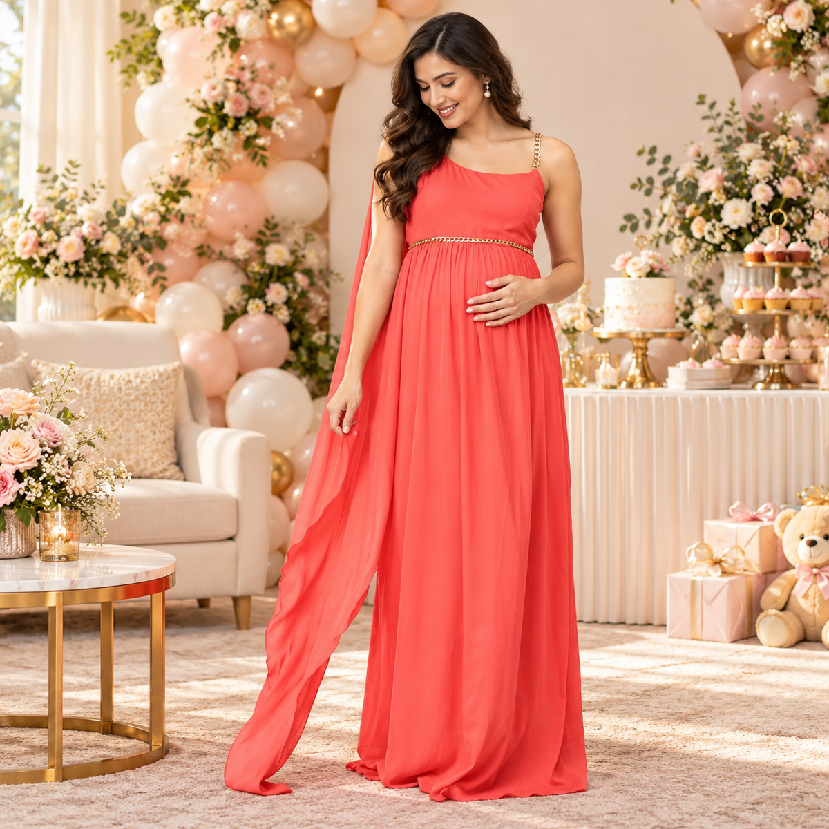 Touch of Sass Maternity Photoshoot Gown Orange
