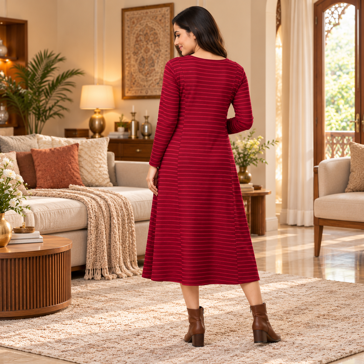 Aurora Berry-alis Ribbed Maternity and Nursing Dress Magenta