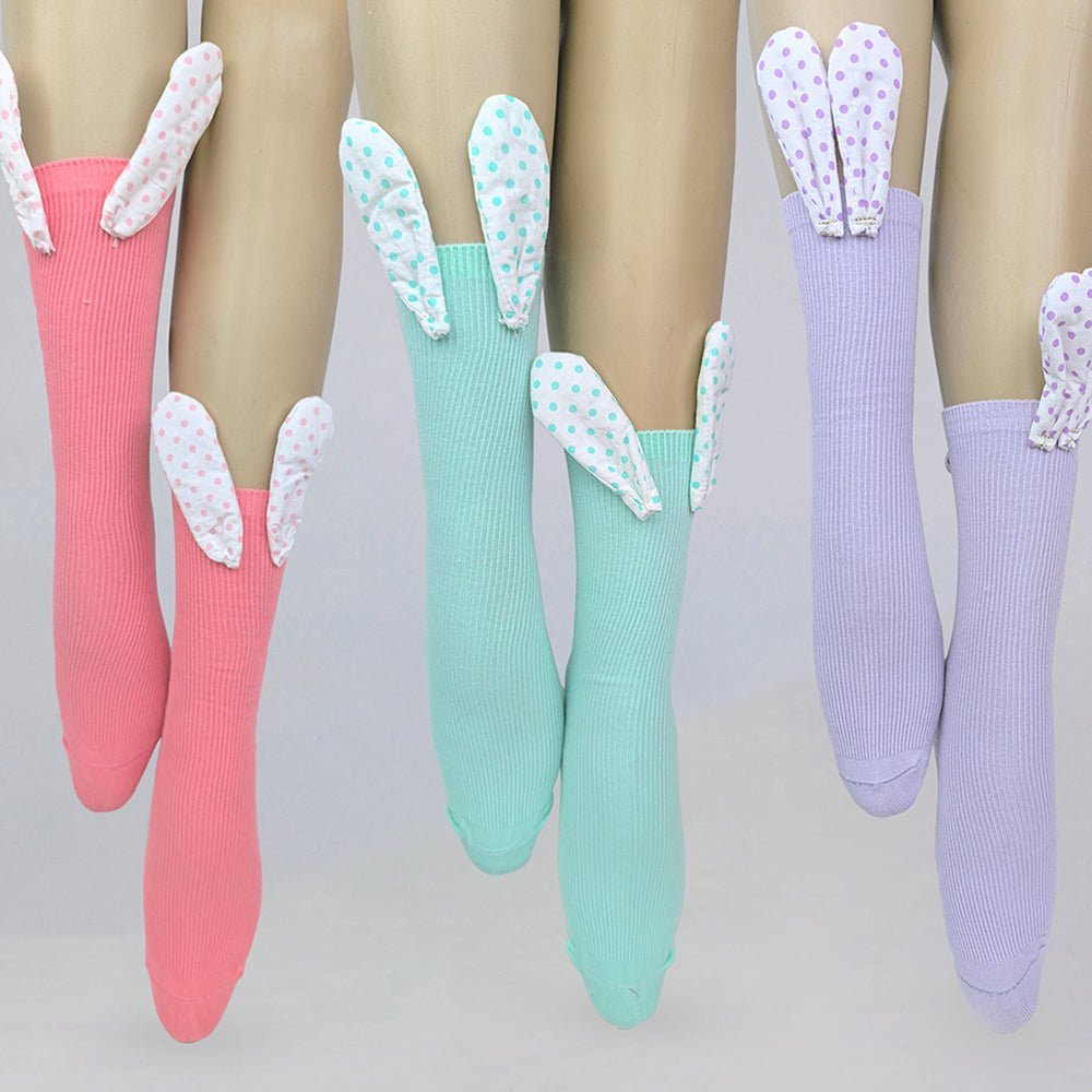 Little Surprise Box Purple Mint Pink 3D Bunny Ears Socks For Kids