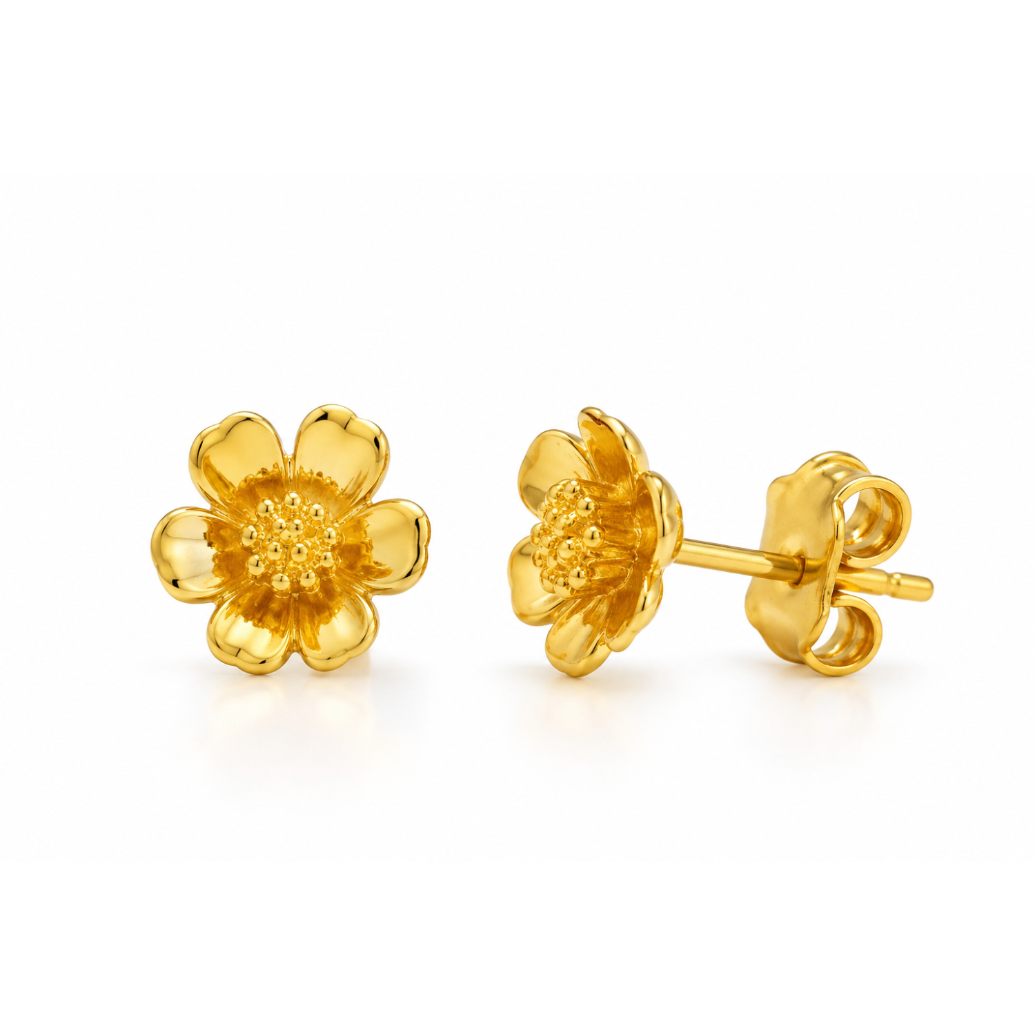 Bloom Flower Stud Earrings in 925 Sterling Silver (Gold Plated)