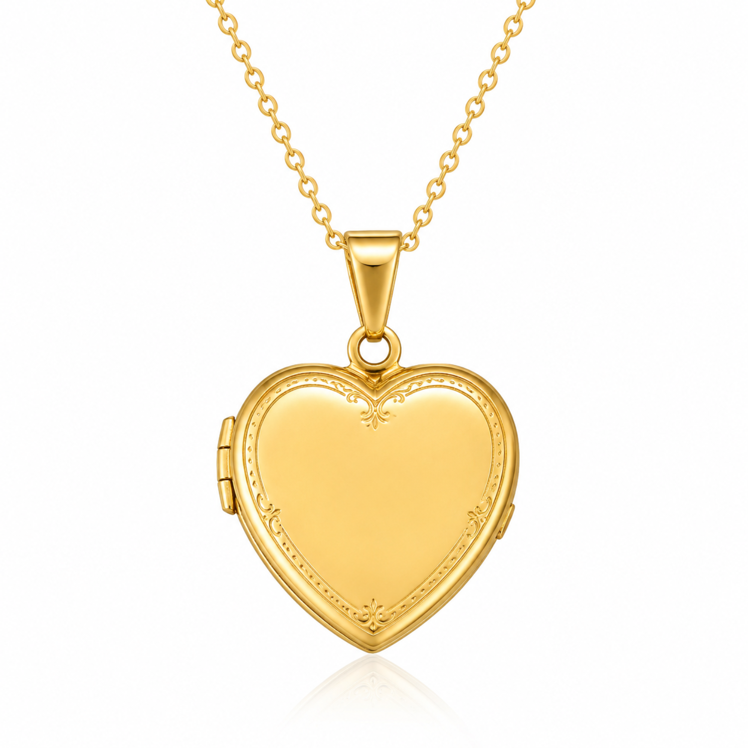 Heart Locket Pendant Necklace in 925 Sterling Silver (Gold Plated)