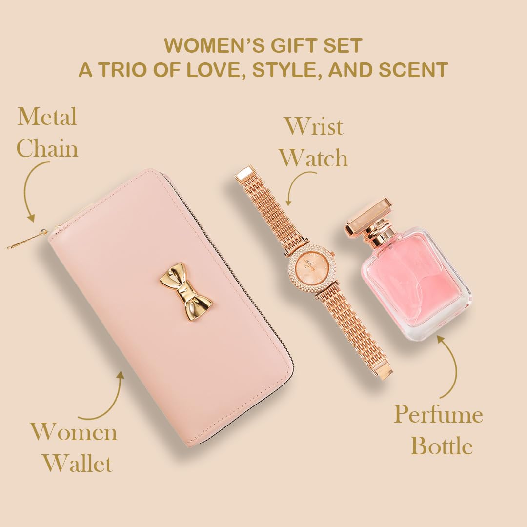 Women's Gift Hamper Set Wallet Watch Perfume