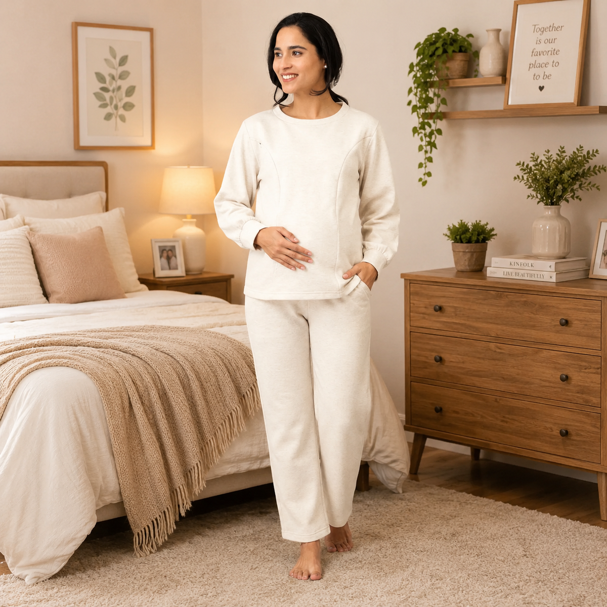 Whale Song Maternity and Nursing Pajama Loungewear Set Grey