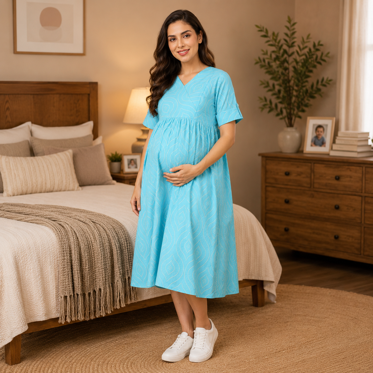 Aquamarine Affair Maternity & Nursing Dress