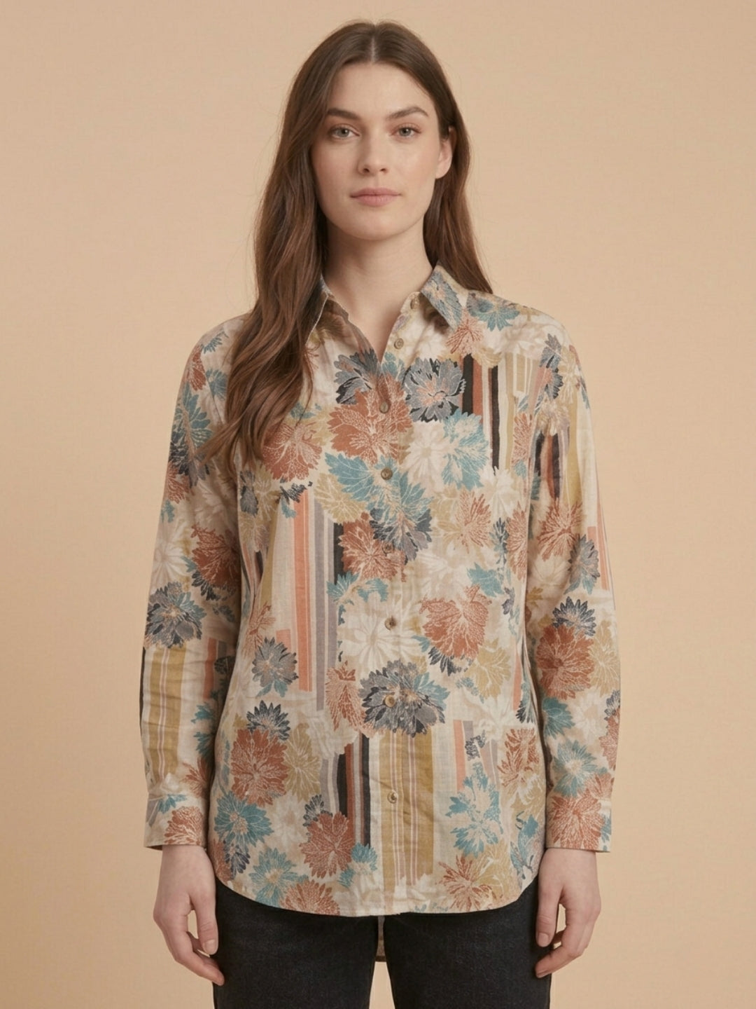 Cream Classic Maternity and Nursing Oversized Shirt Cream