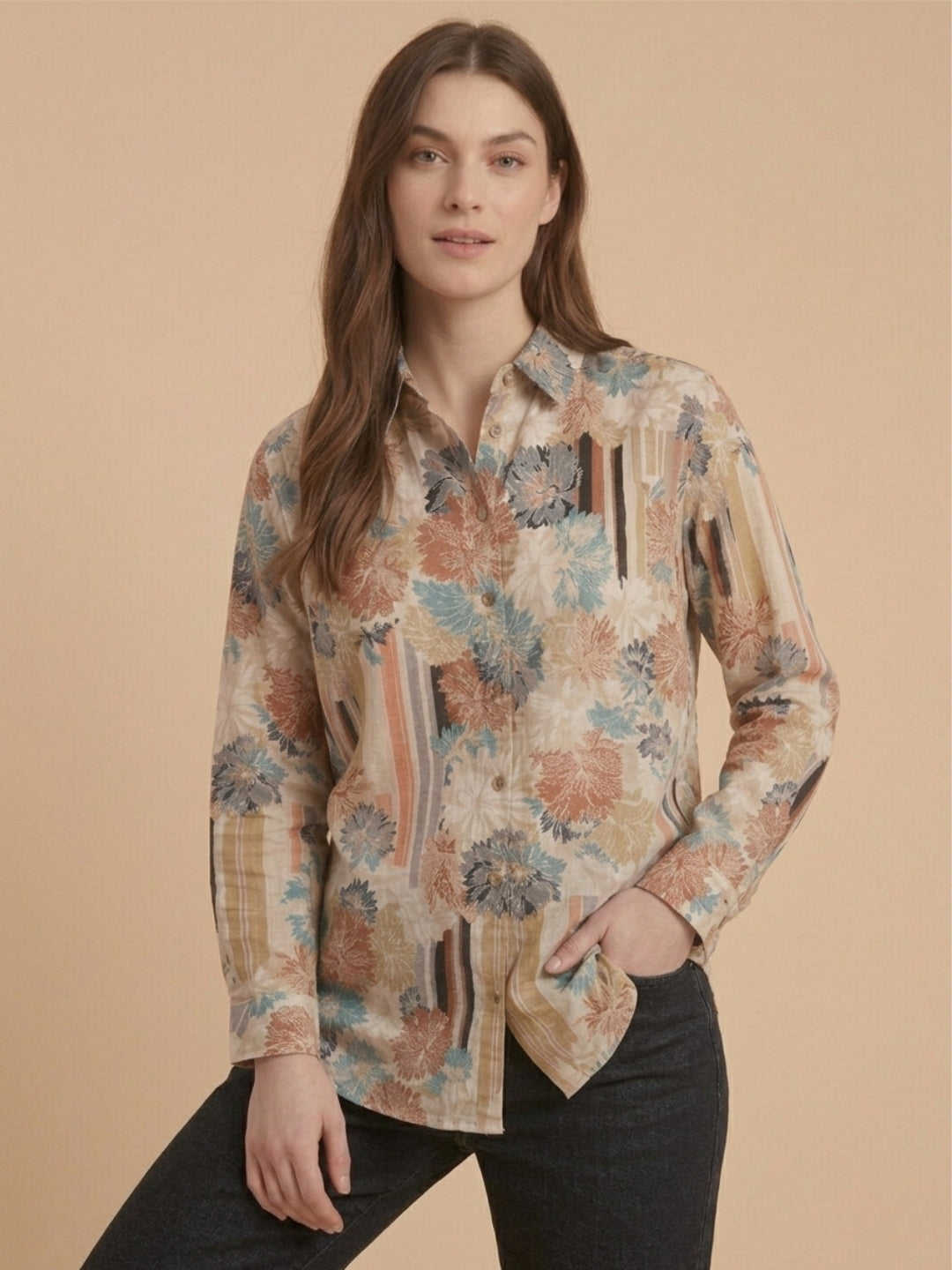 Cream Classic Maternity and Nursing Oversized Shirt Cream