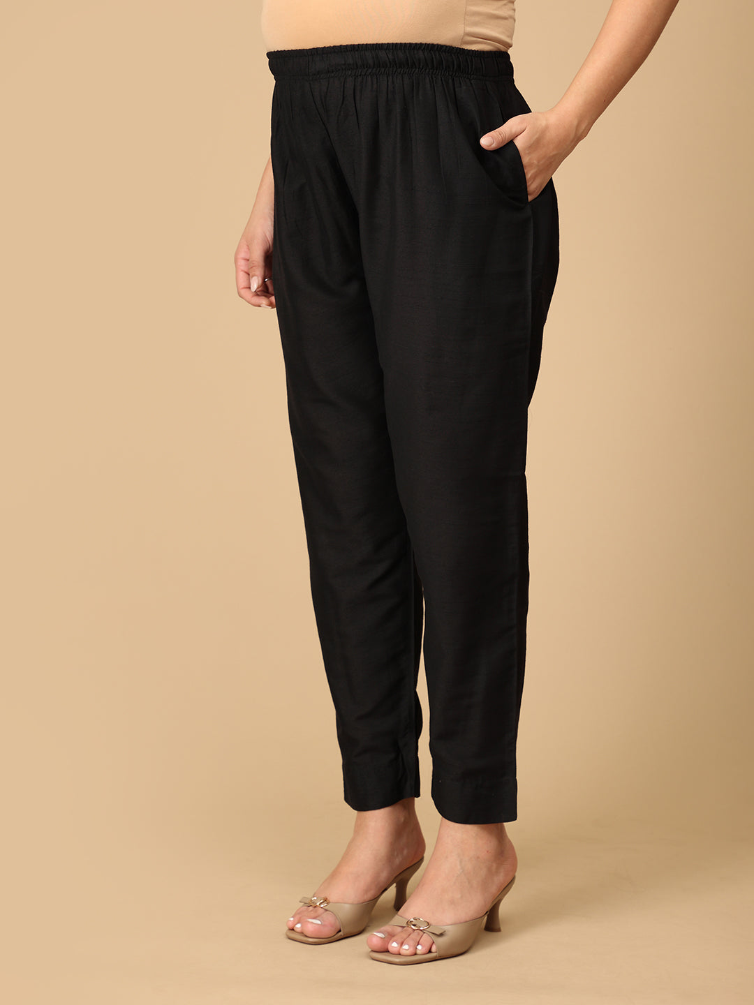 Ebony Embroidered Maternity and Nursing Silk Kurta Set Black
