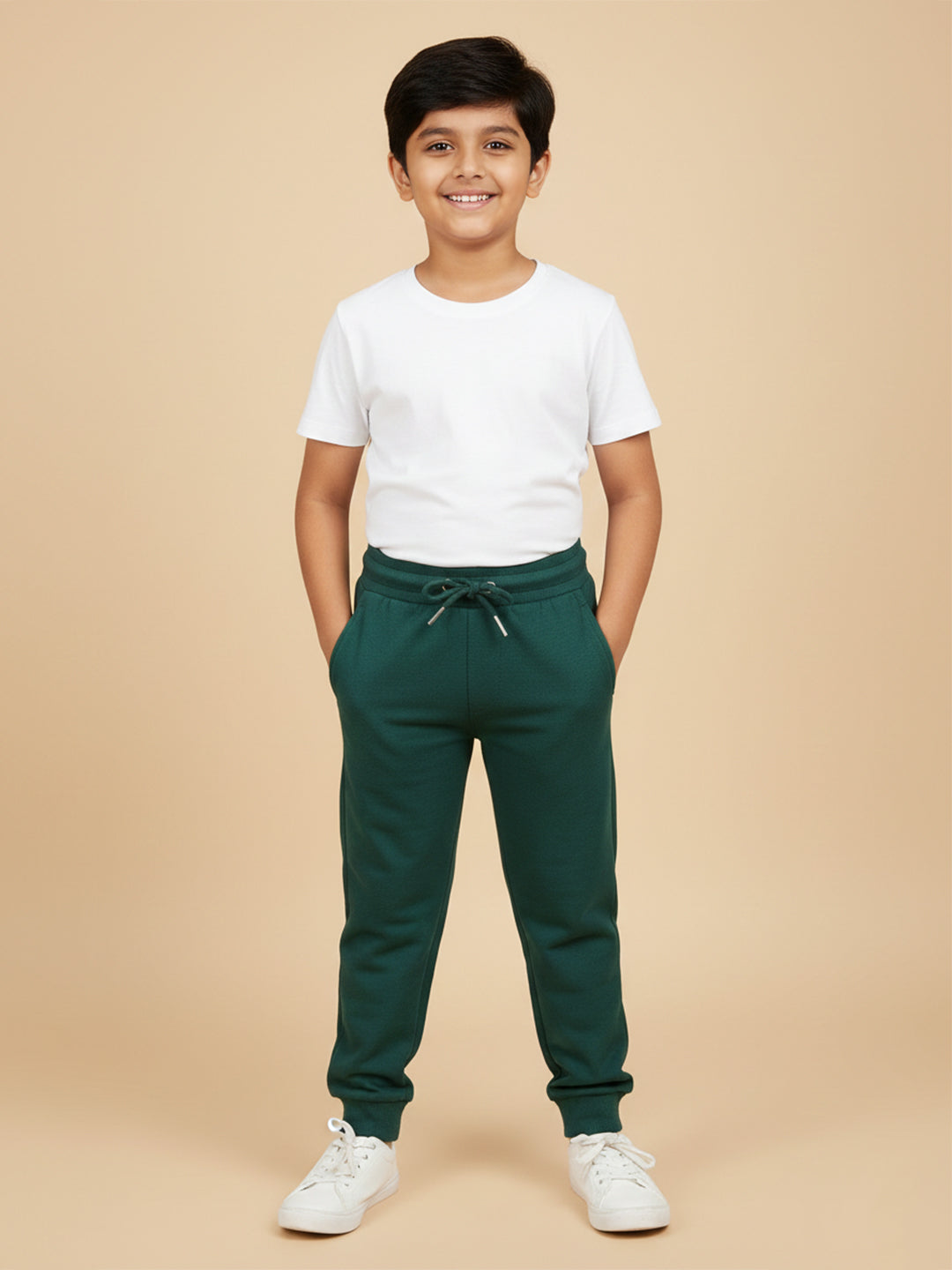 Bottle Green Winter Sweatpants For Kids