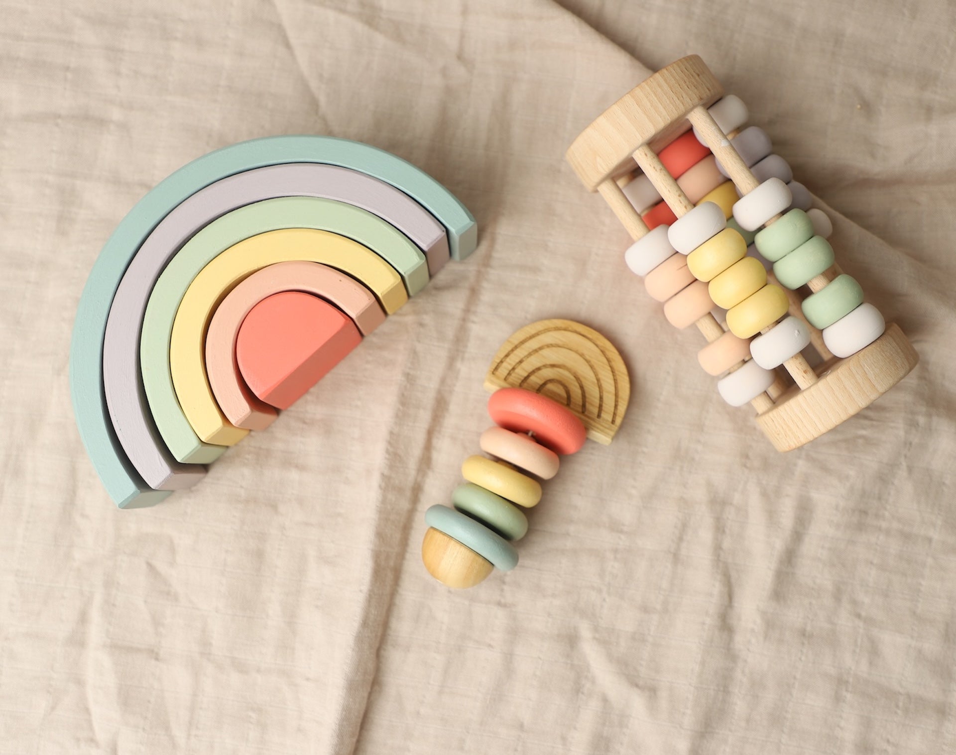 Rainbow Beginnings 3 PCS Newborn Baby Gift Box With Stacker And Rattle