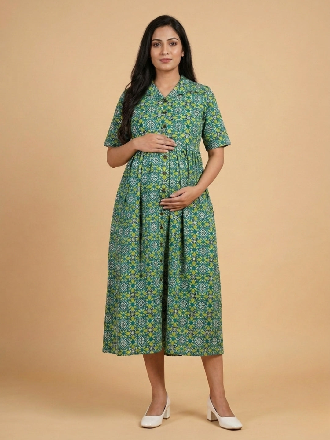 Teal in Bloom Maternity and Nursing Dress Teal