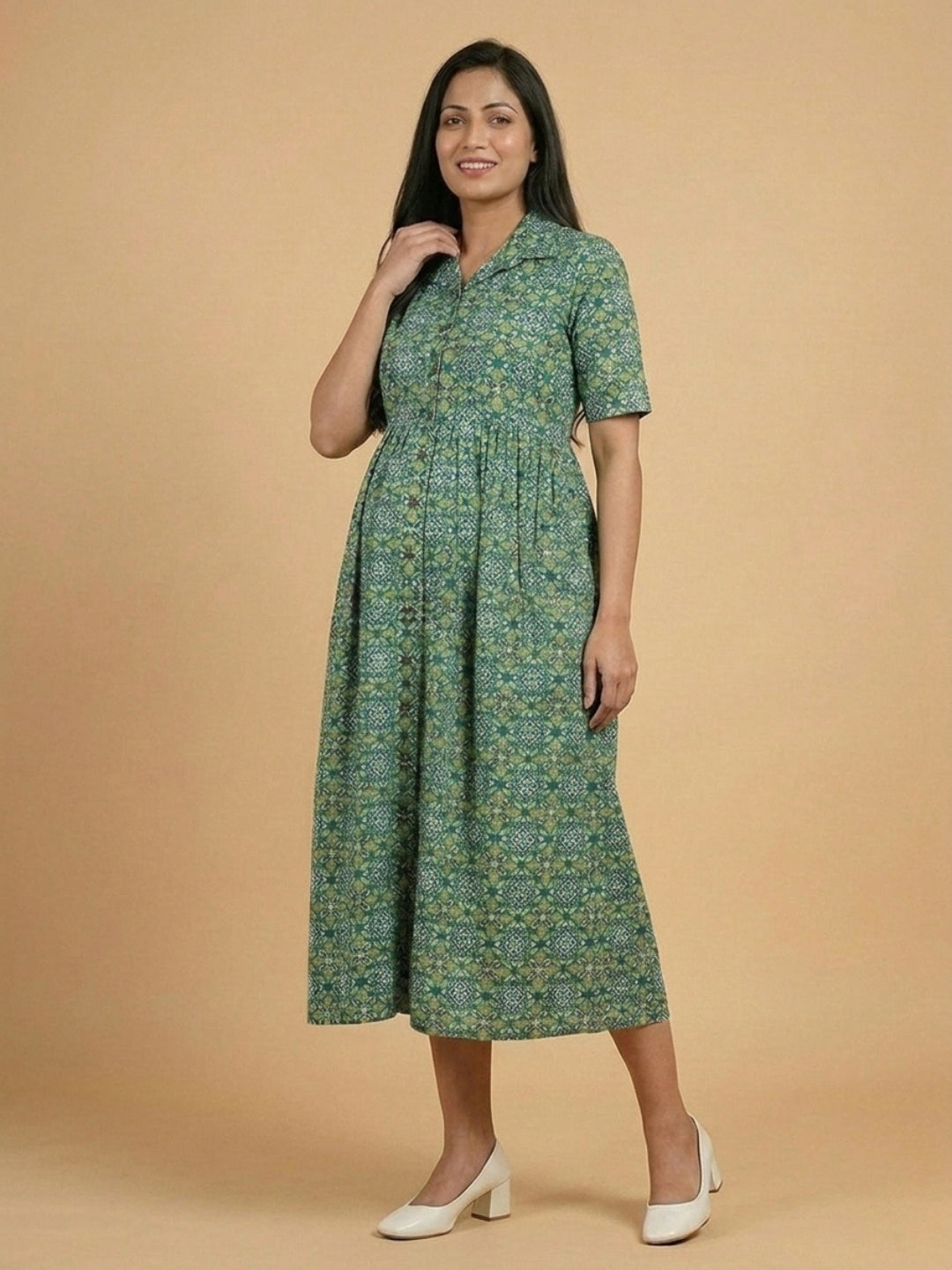 Teal in Bloom Maternity and Nursing Dress Teal