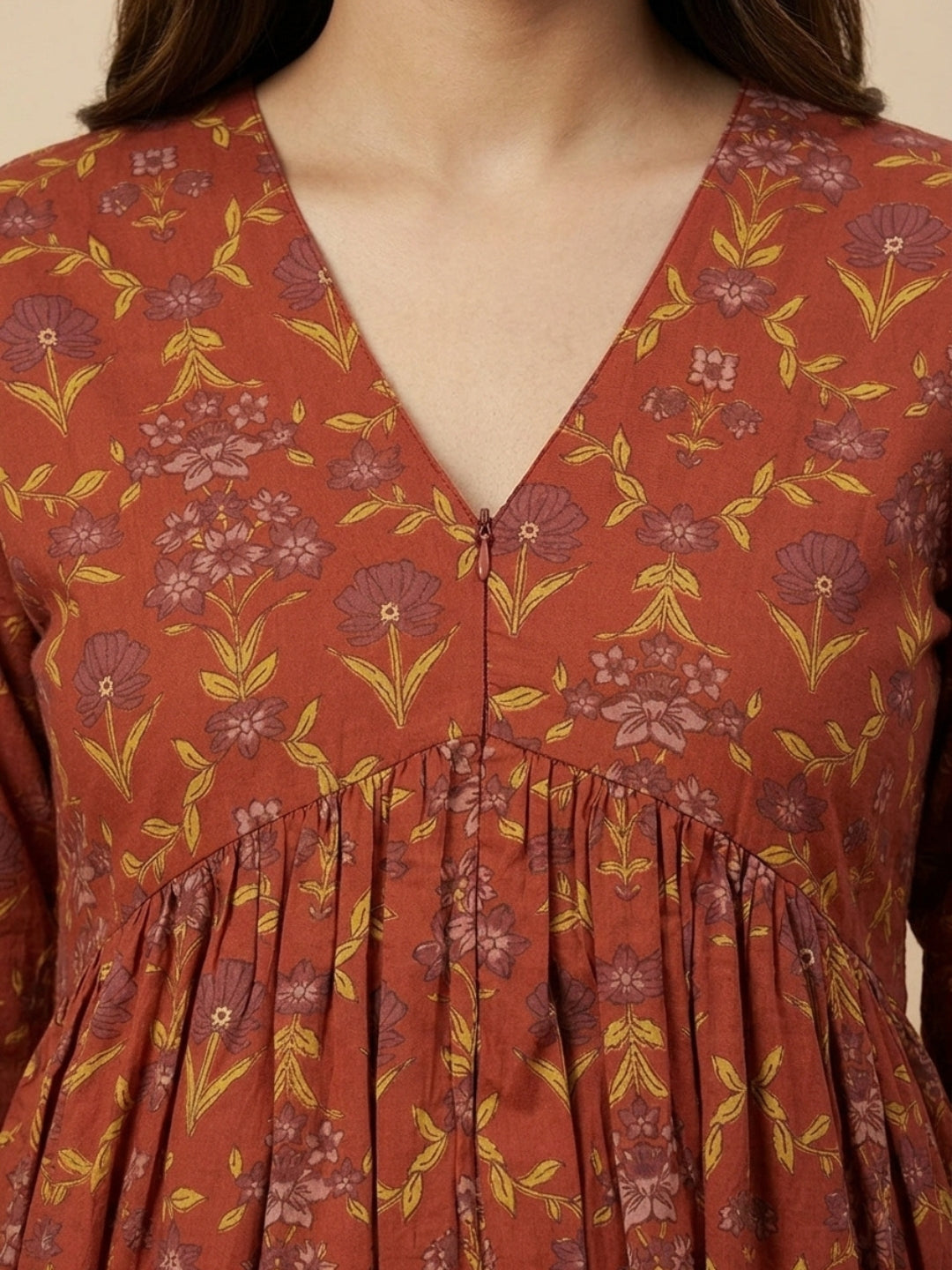 Terracotta Garden Maternity and Nursing Dress Rust