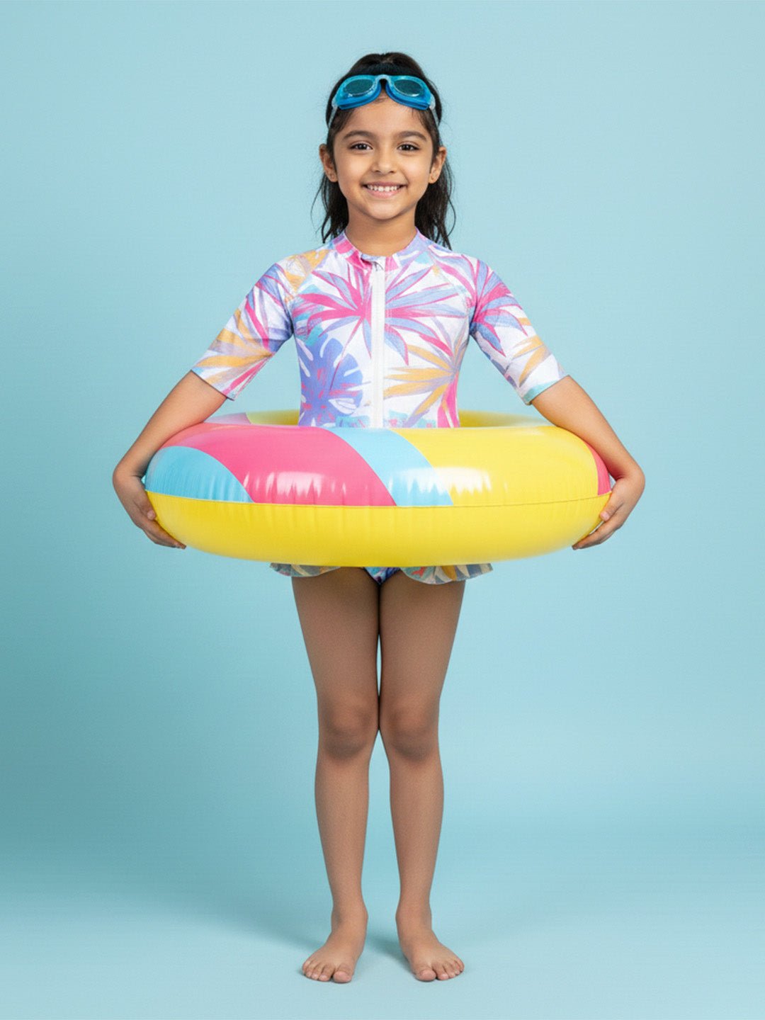 Aloha Wave Girls Short Sleeve All-Over Print Swimsuit