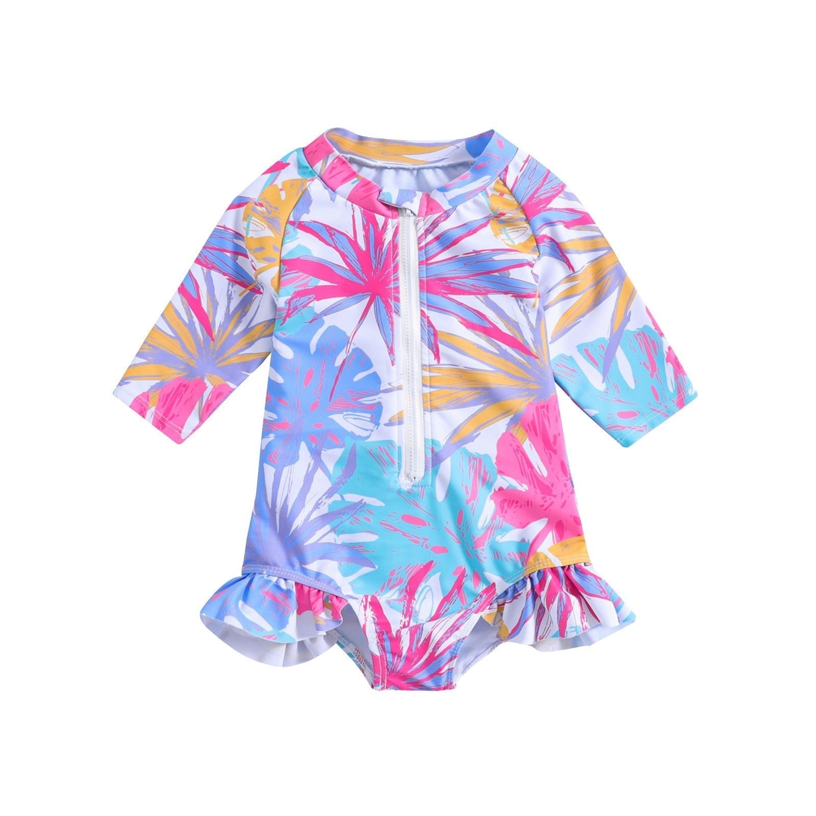 Aloha Wave Girls Short Sleeve All-Over Print Swimsuit