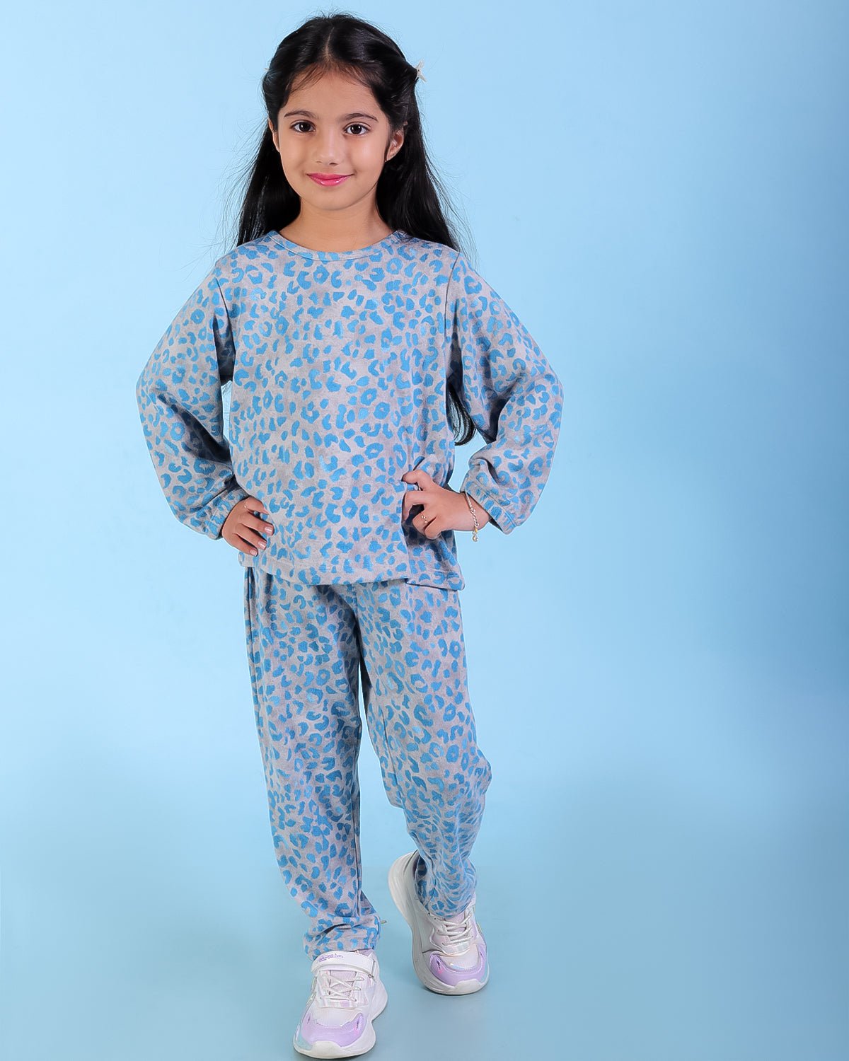 Animal Print Girls Long Sleeve Cotton Casual Set