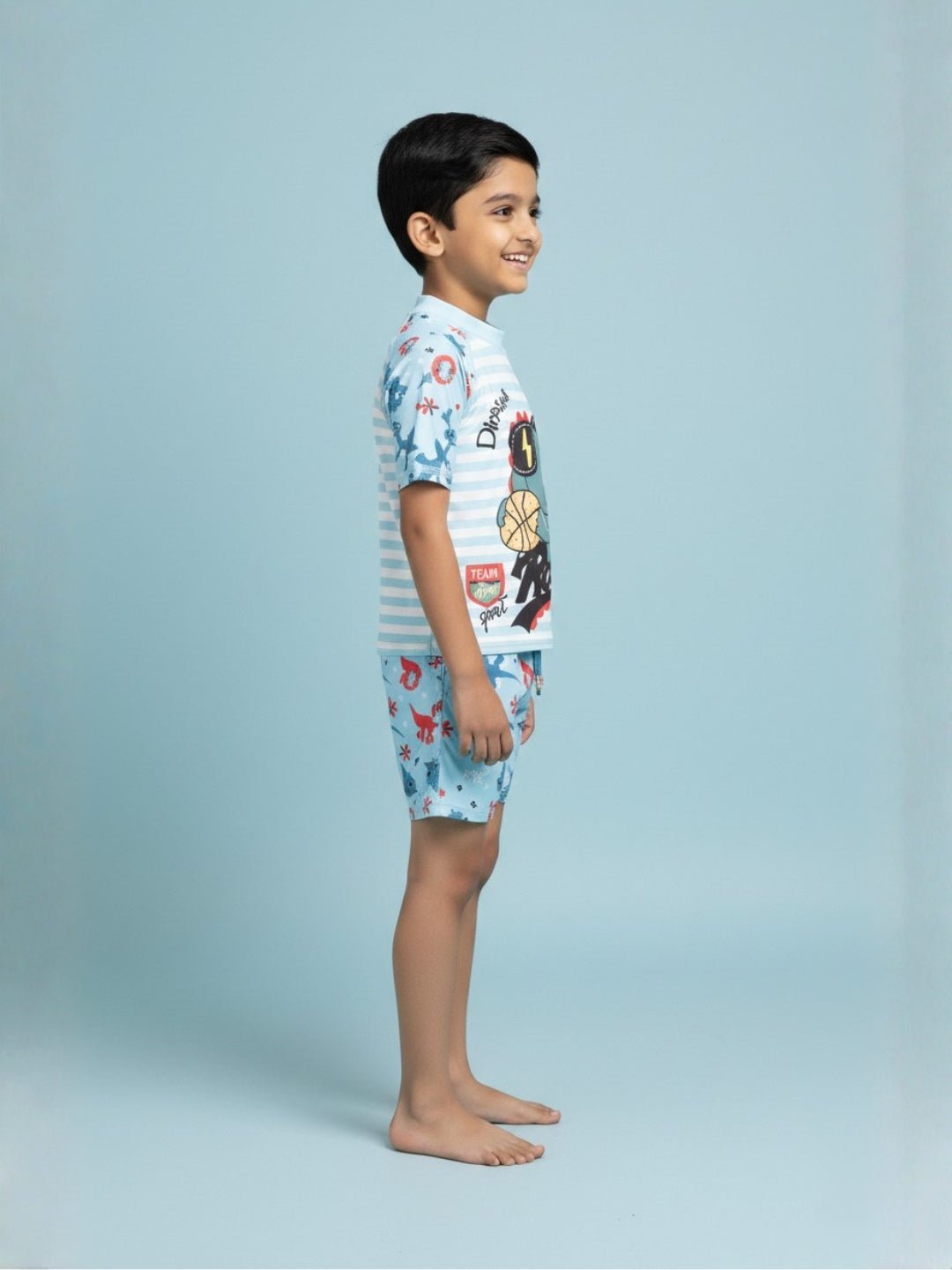 Combo of 3 Boys Dino T-shirt And Short Swim Set