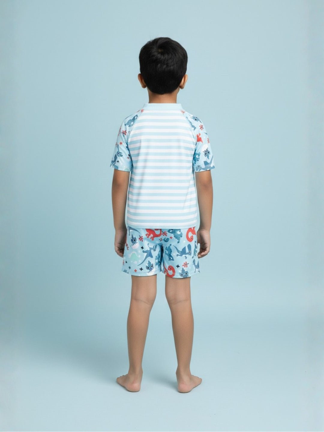 Combo of 3 Boys Dino T-shirt And Short Swim Set