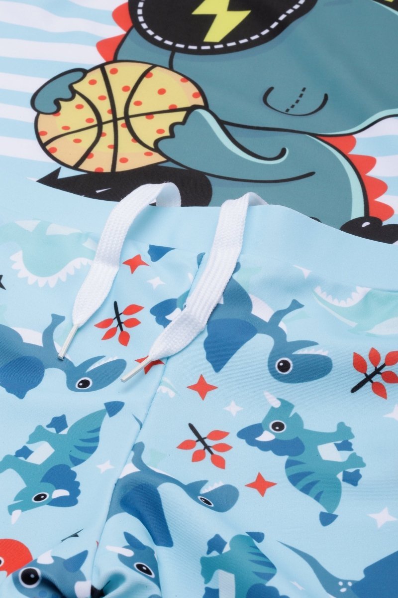 Combo of 3 Boys Dino T-shirt And Short Swim Set