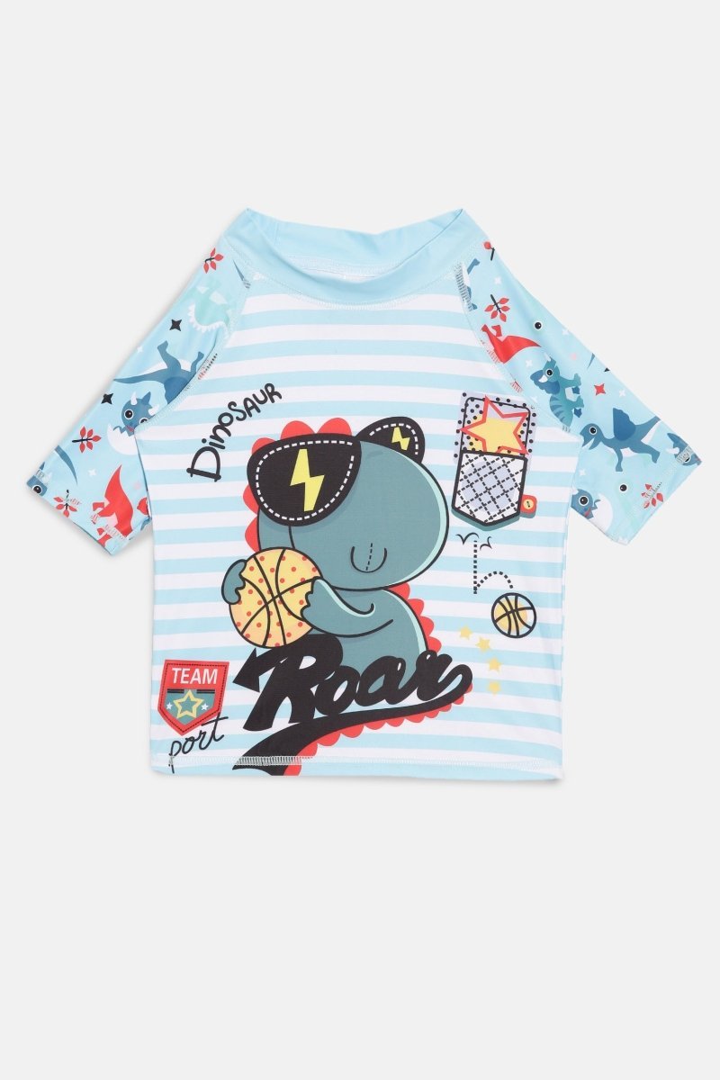 Combo of 3 Boys Dino T-shirt And Short Swim Set