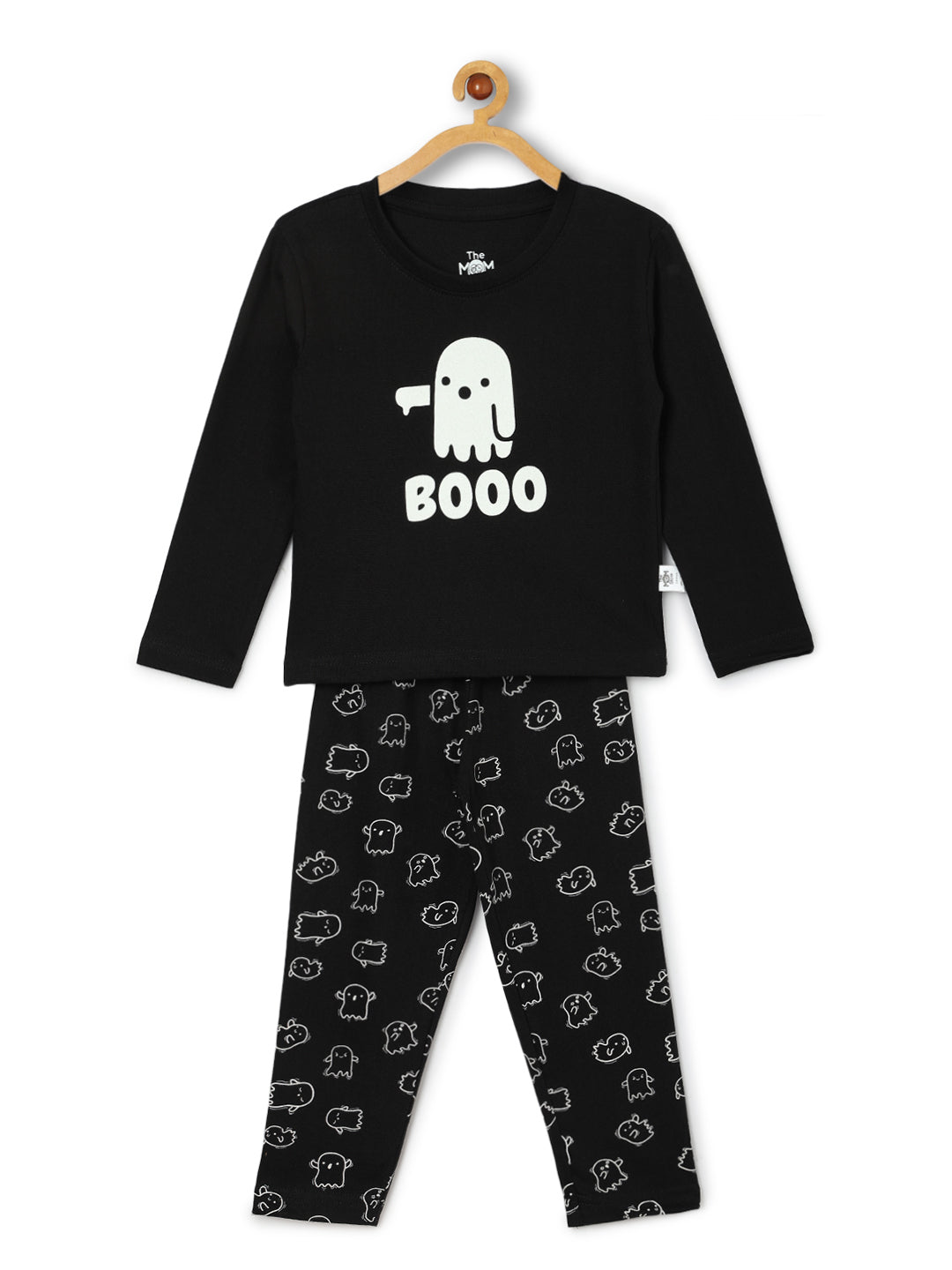 Black Glow In The Dark Boo Baby Pajama Set For Kids