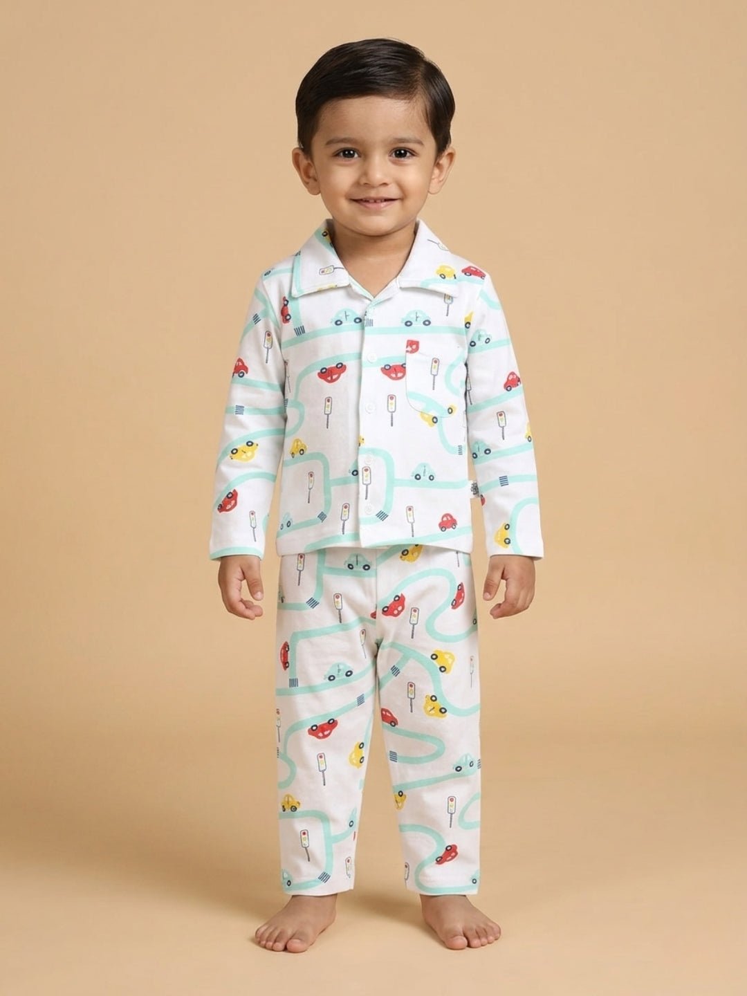 White City Drive Cotton Pajama Nightsuit Set For Kids
