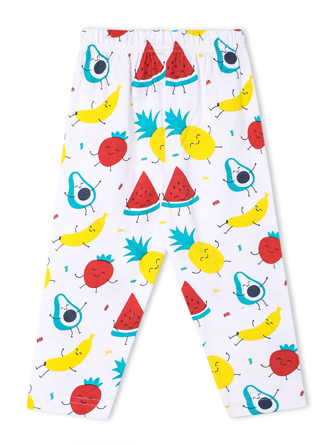 White Fruity Cutie Cotton Pajama Nightsuit Set For Kids