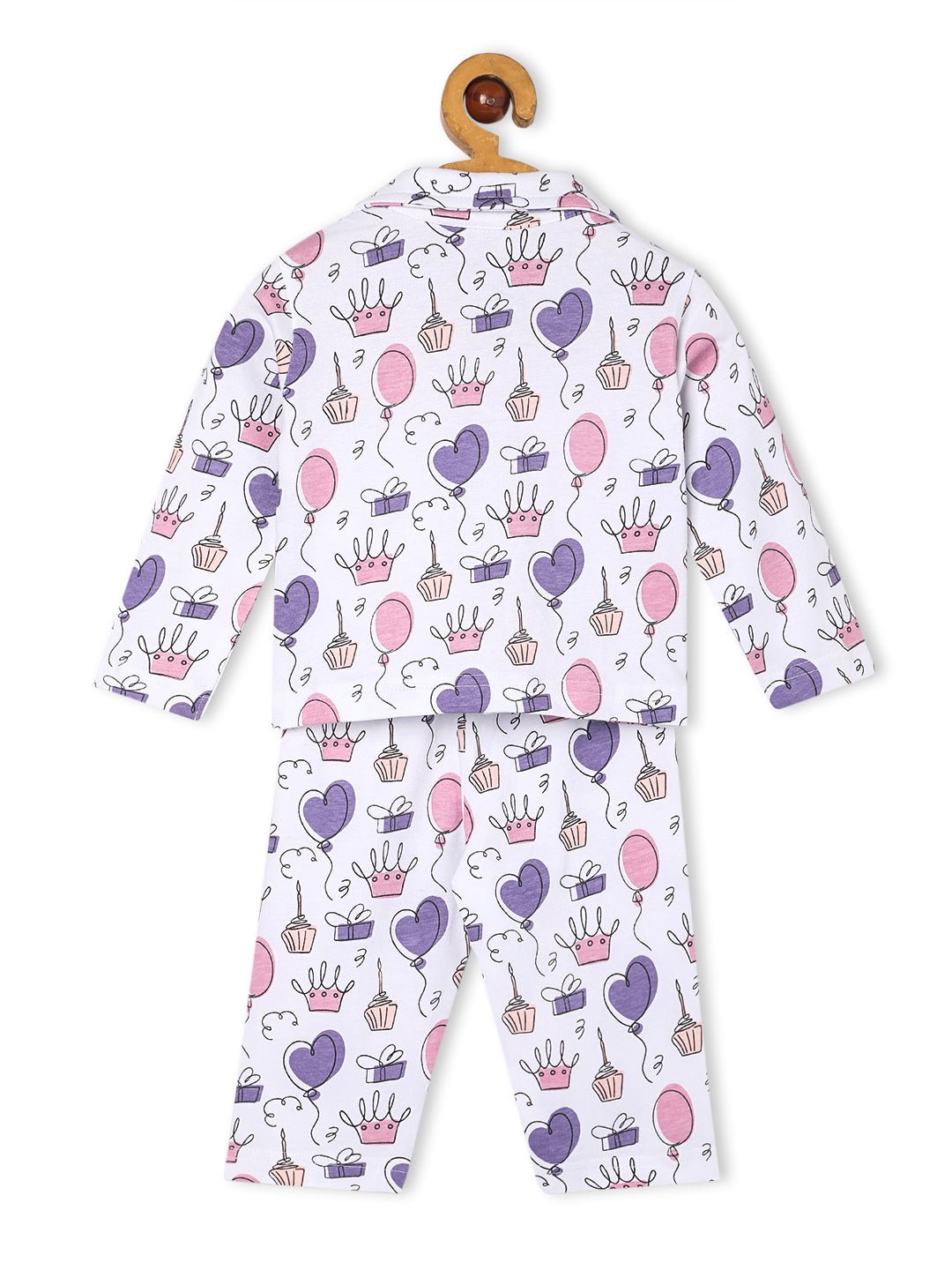 White Princess Party Pajama Nightsuit Set For Kids