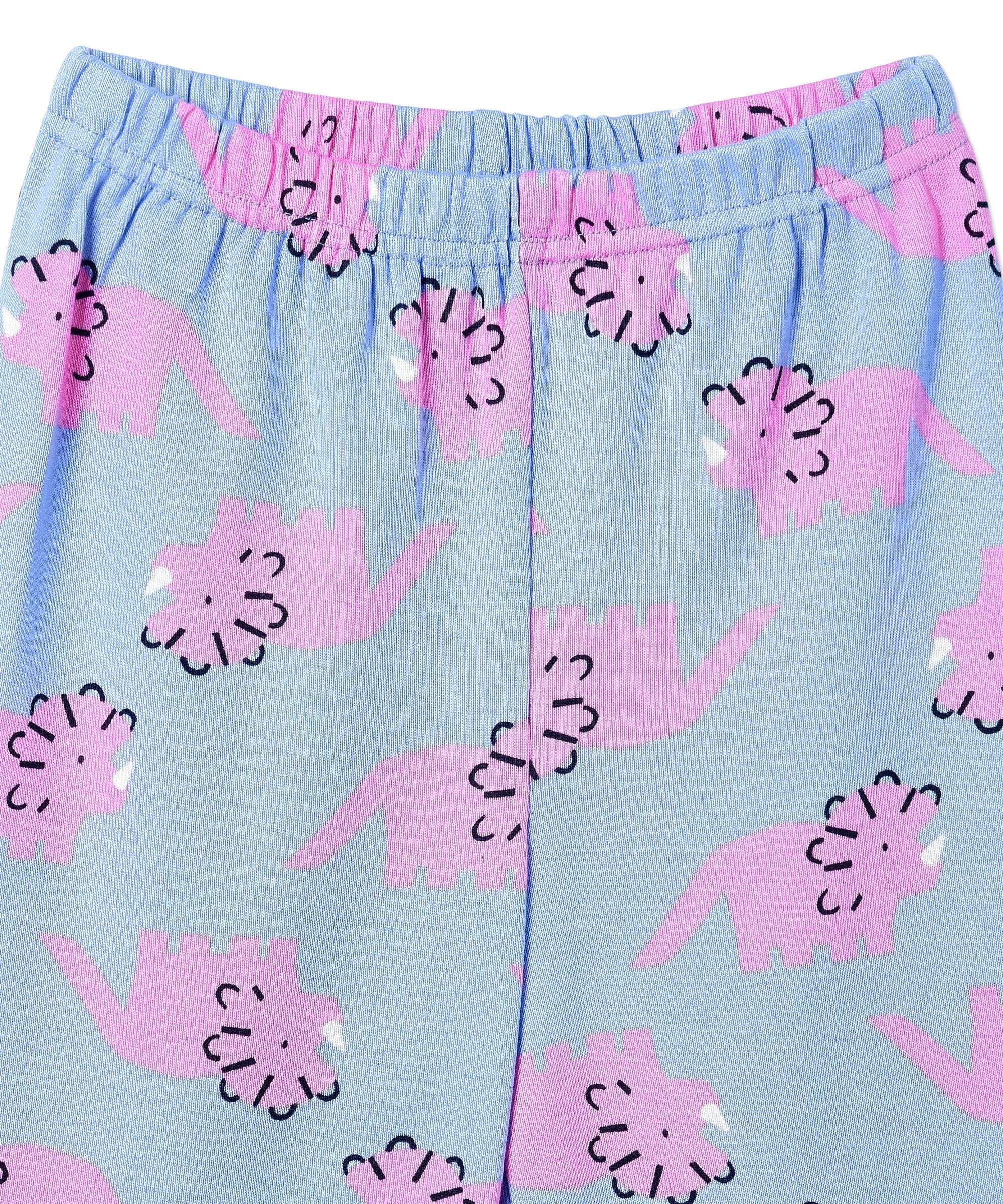 Multi Roar & Rest Animal Printed Pajama Set For Kids