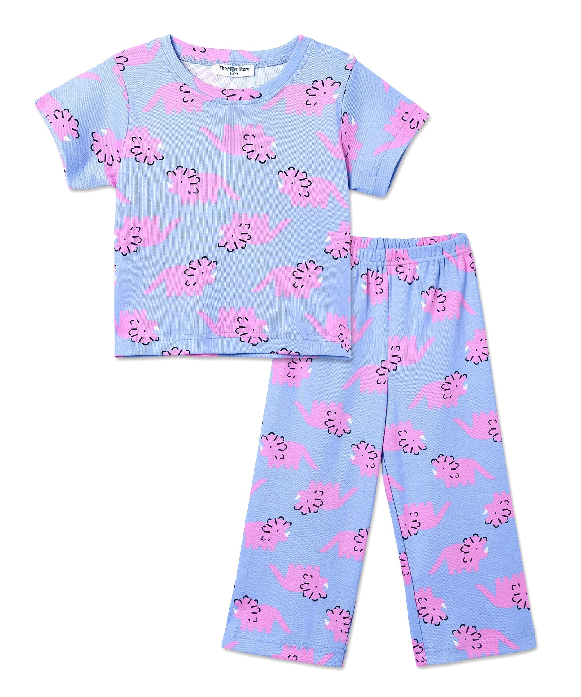 Multi Roar & Rest Animal Printed Pajama Set For Kids