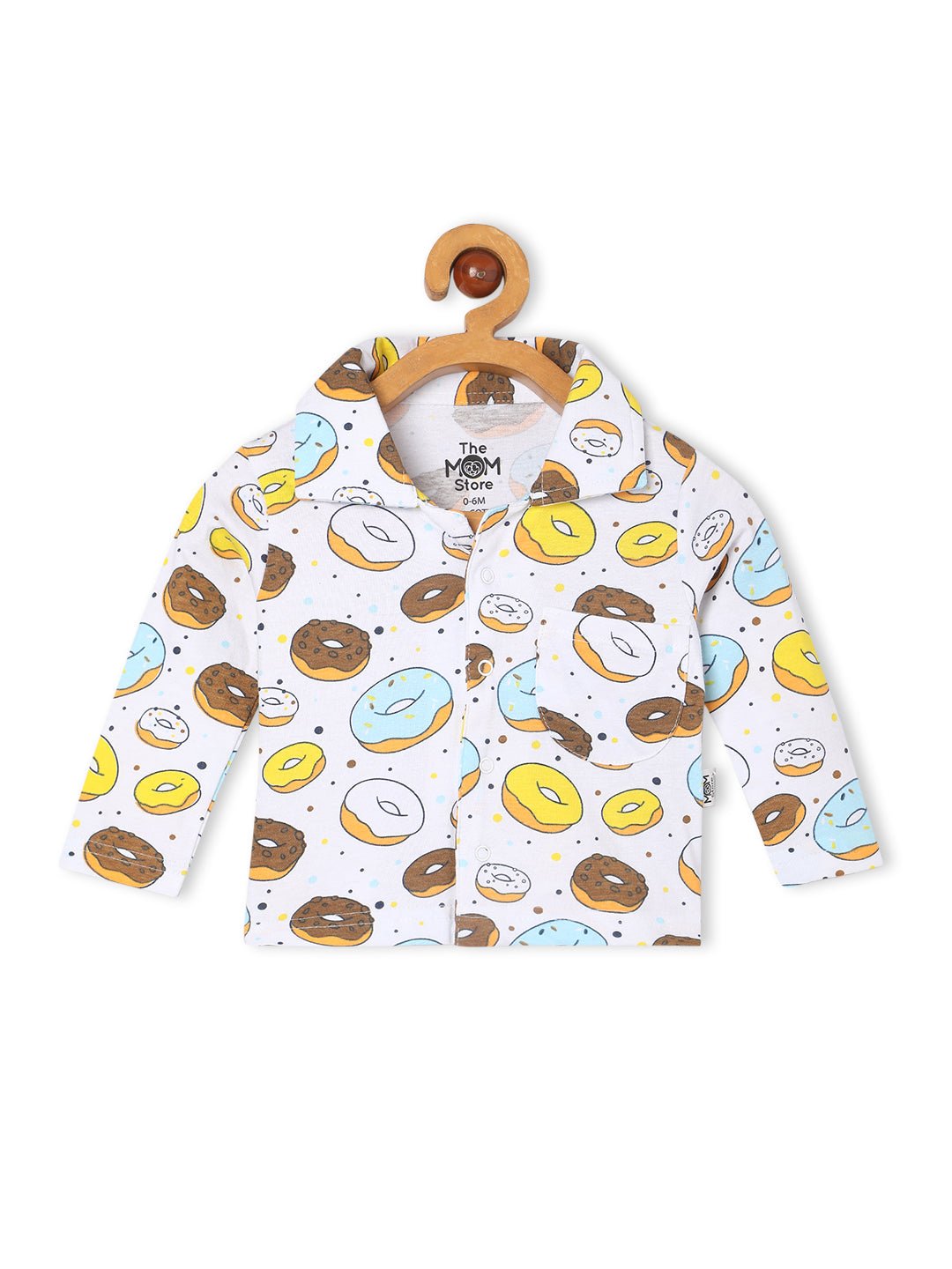 White Sweet Like A Doughnut Pajama Nightsuit Set For Kids
