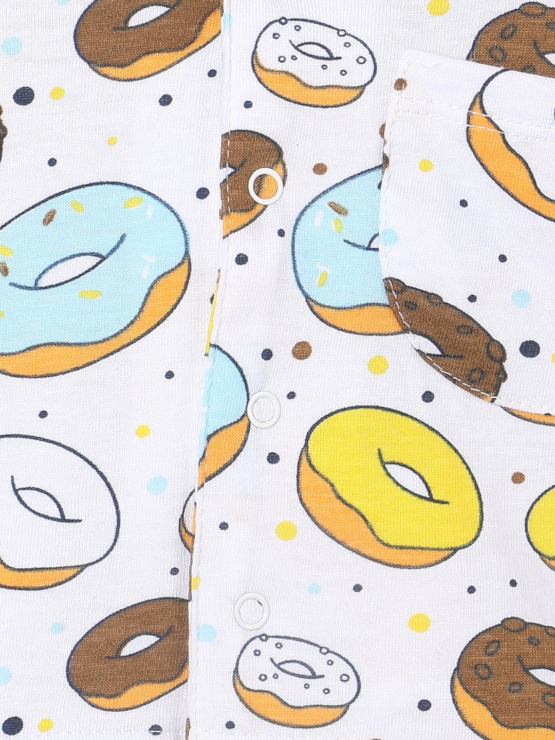 White Sweet Like A Doughnut Pajama Nightsuit Set For Kids
