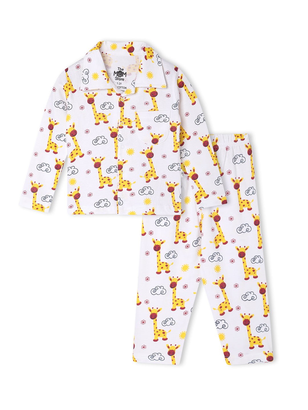 White Tall As A Giraffe Pajama Set For Kids