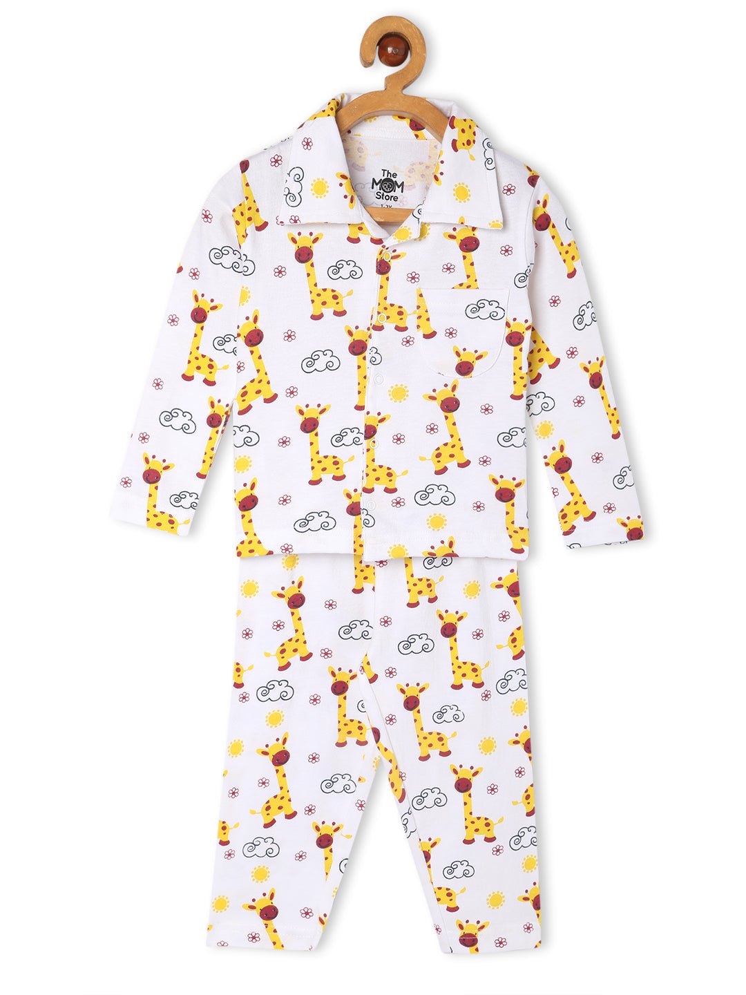 White Tall As A Giraffe Pajama Set For Kids