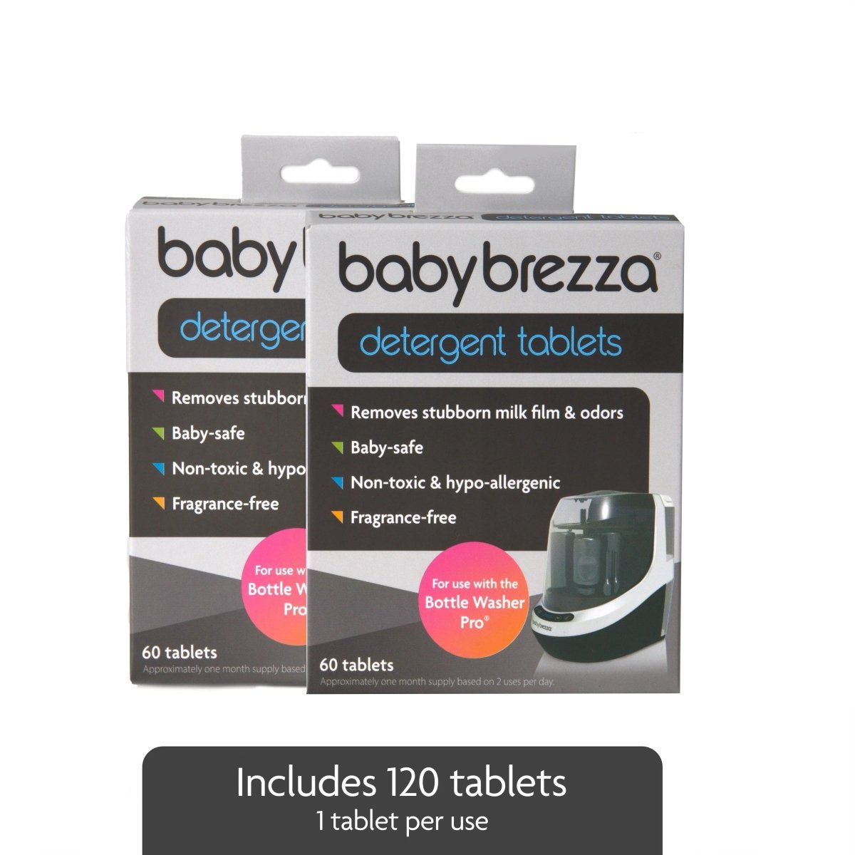 Baby Brezza Bottle Washer Pro Detergent Tablets Non-Toxic Fragrance-Free 120-Pack