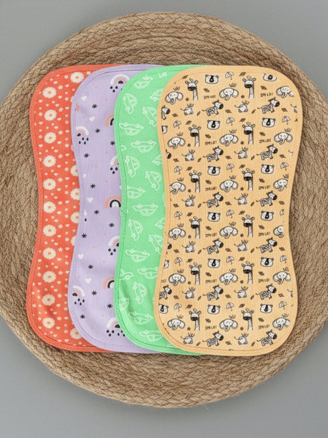 Combo Of 4 Kids Cotton Baby Burp Cloth Set