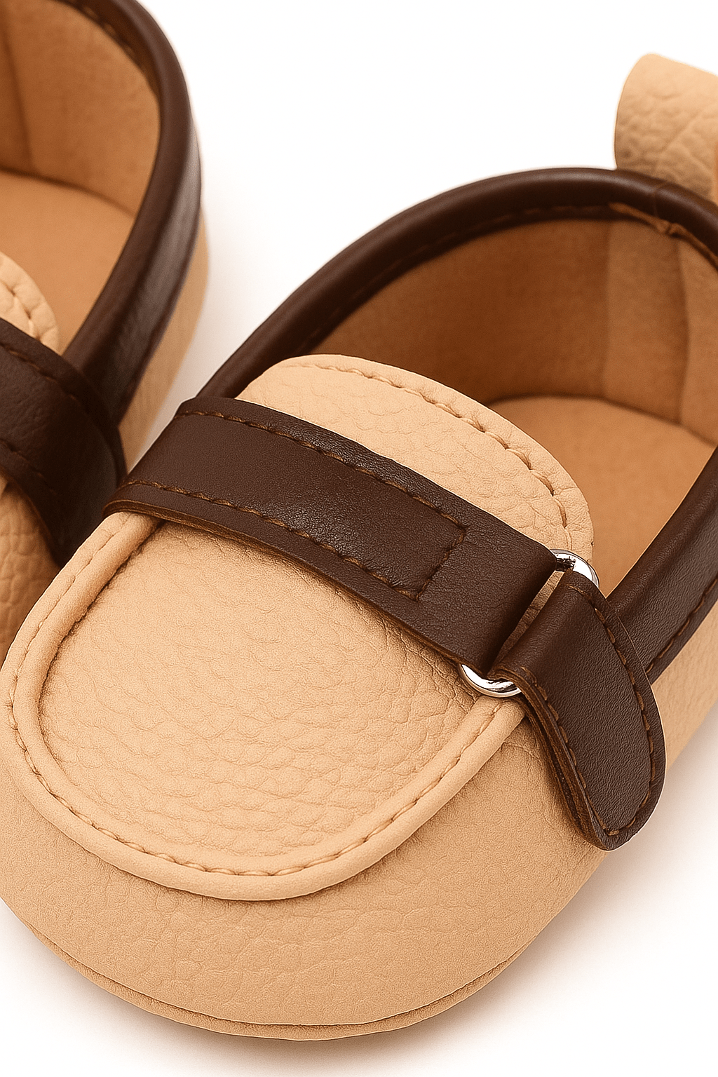 Baby Doe Beige and Brown Peterpan Prewalker Loafer
