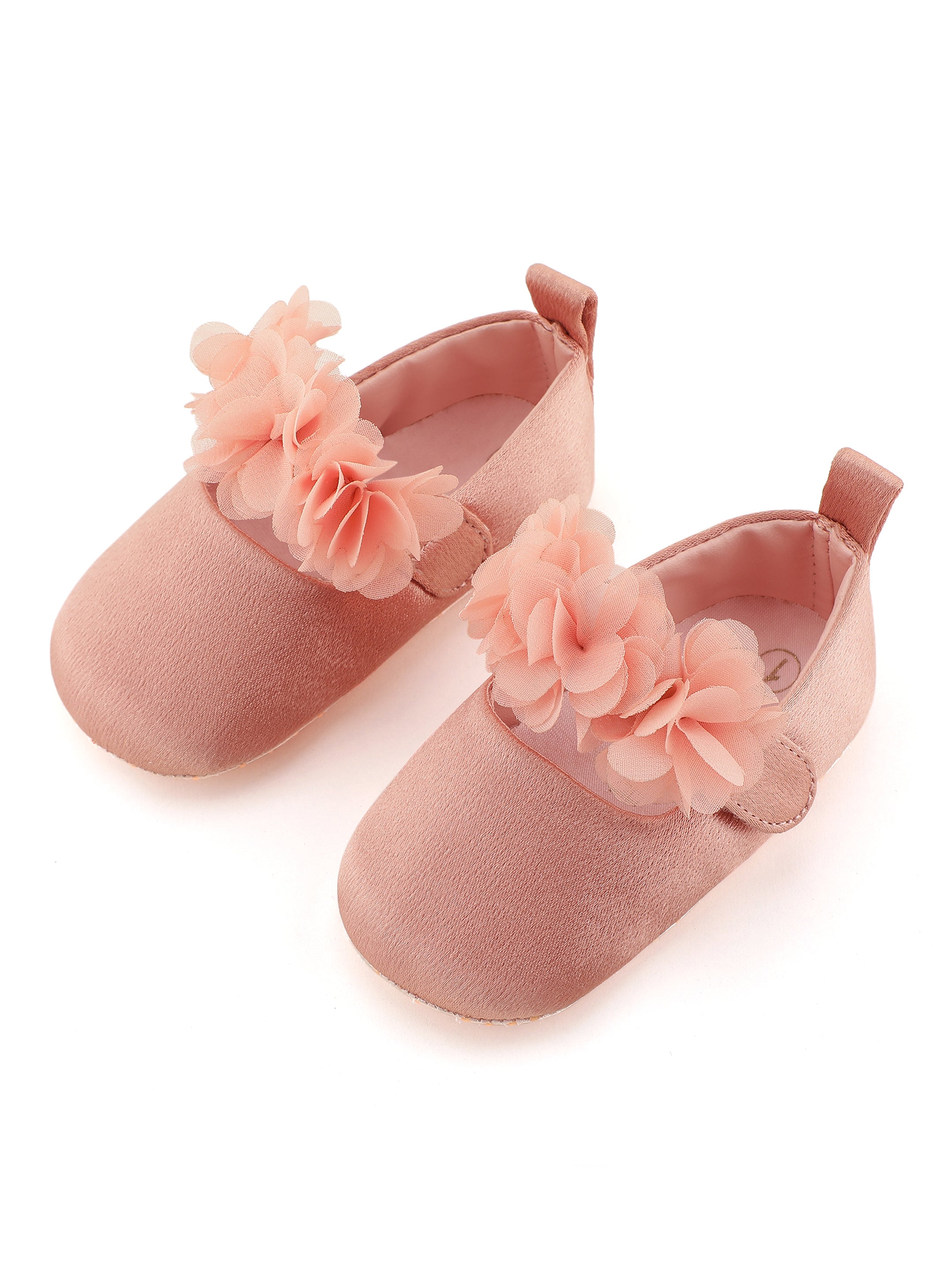 Baby Doe Blossom Pink Satin Flower Prewalker Ballerinas