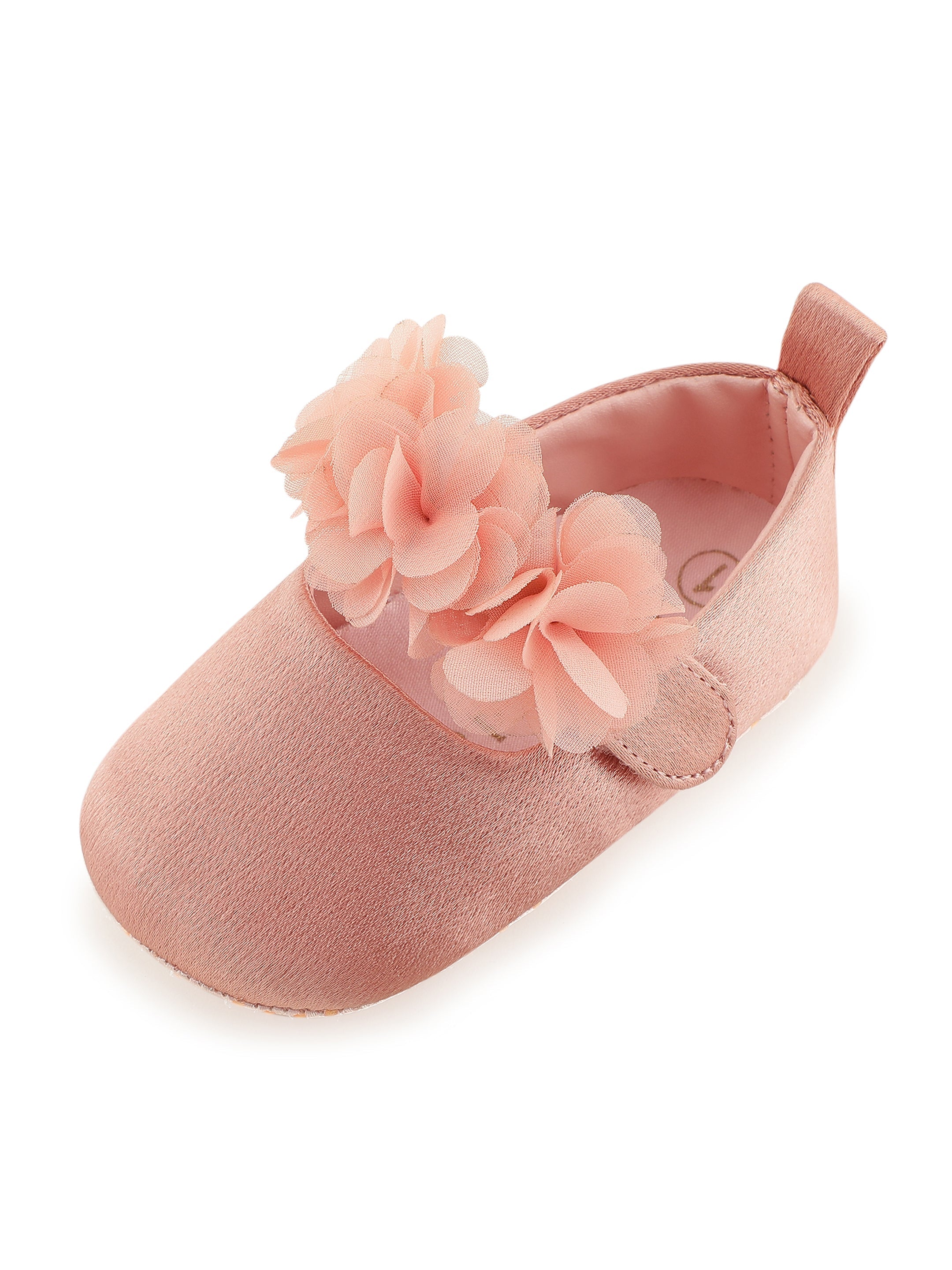 Baby Doe Blossom Pink Satin Flower Prewalker Ballerinas