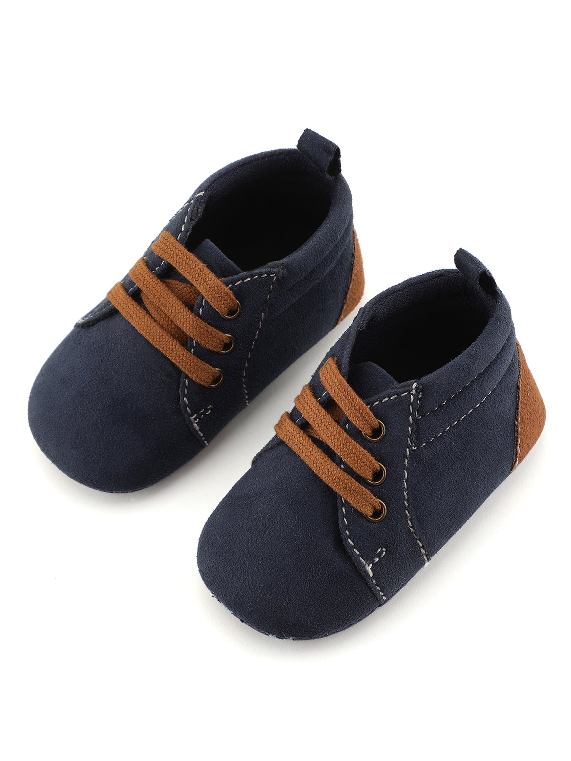 Baby Doe The Jump Dark Blue Brown Suede Prewalker Shoes For Kids