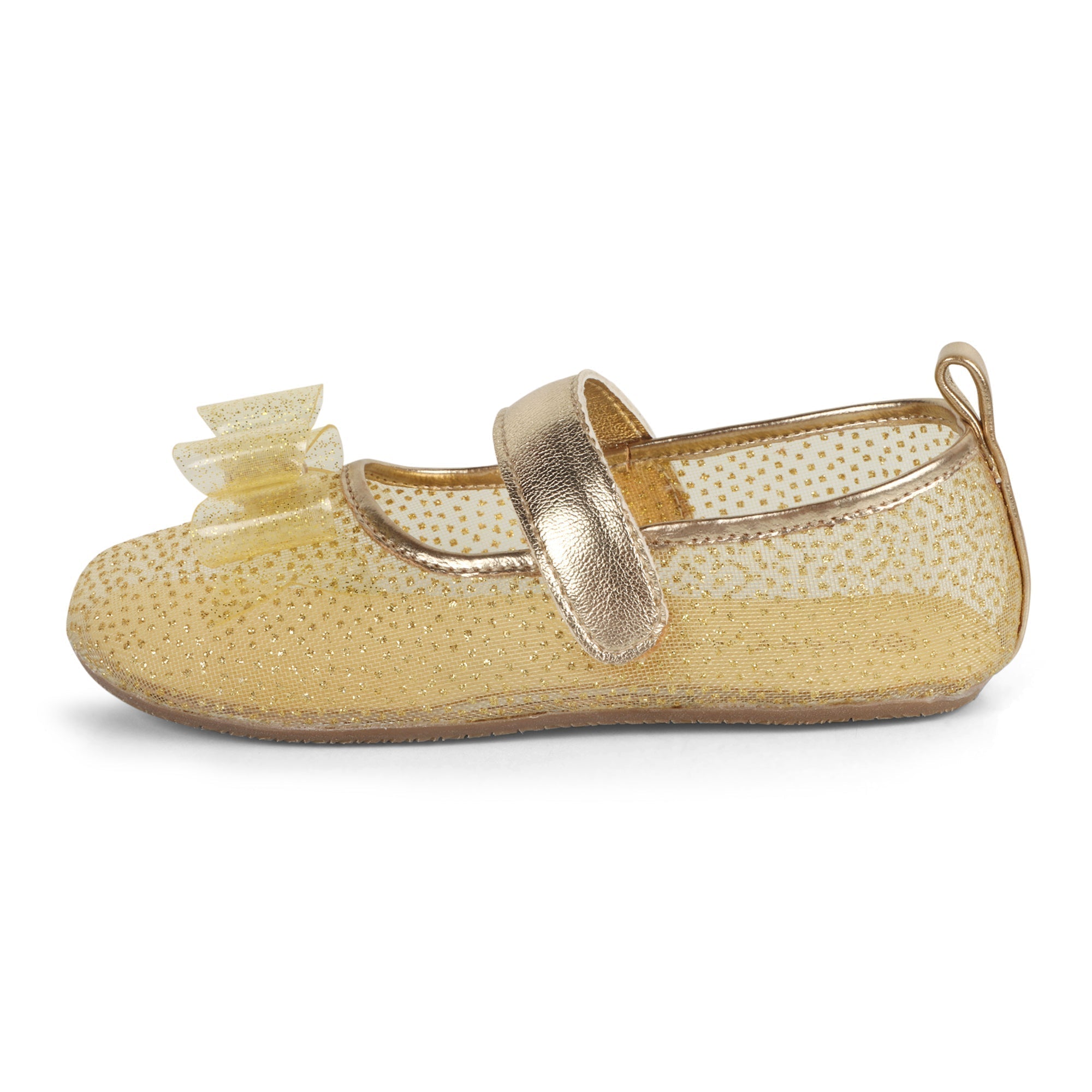Baby Doe Stardust Gold Ballerina Party Shoes For Toddler Girls