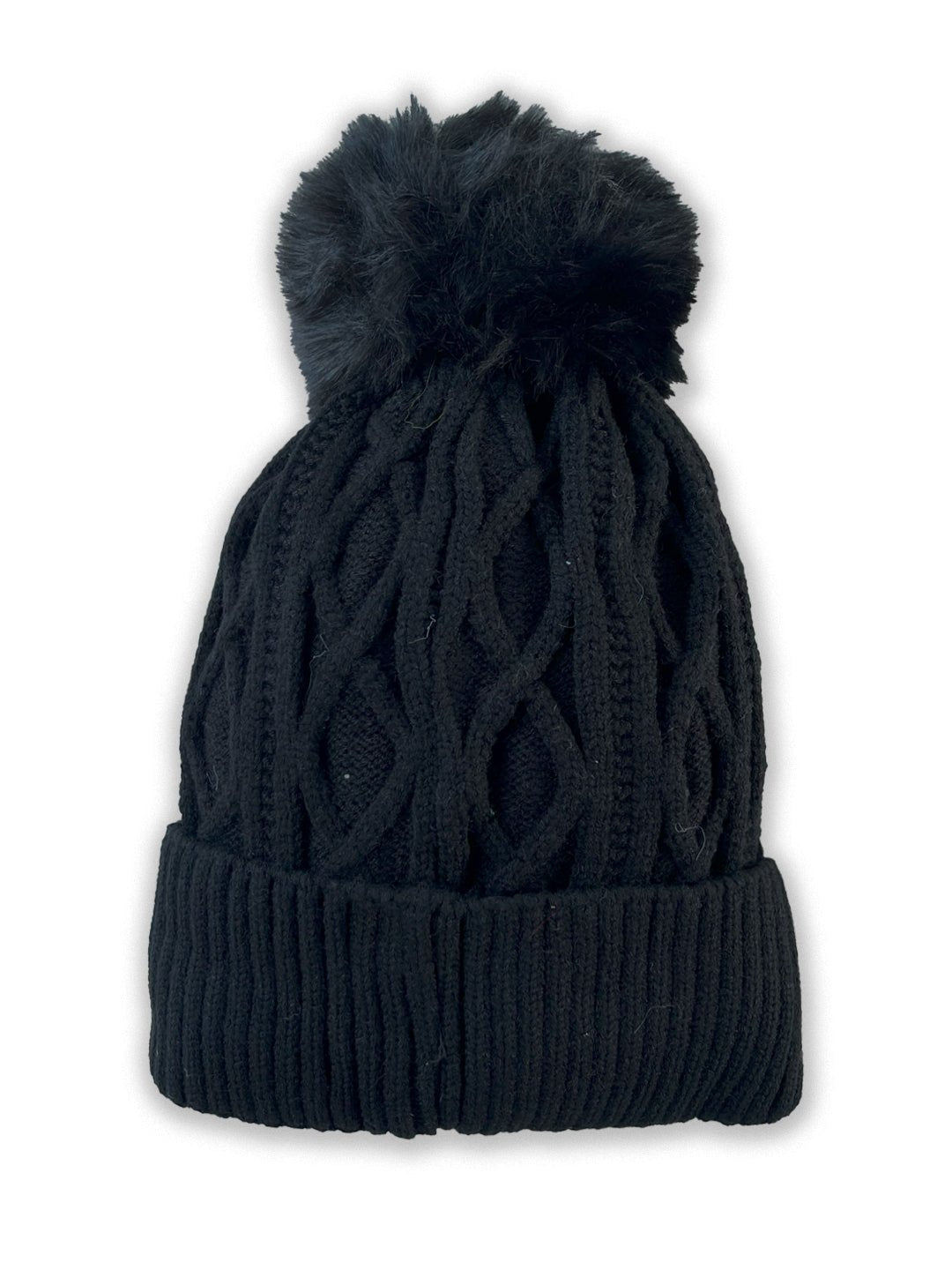 Mini Soul Grey Knitted Faux Fur Pom Pom Baby Cap