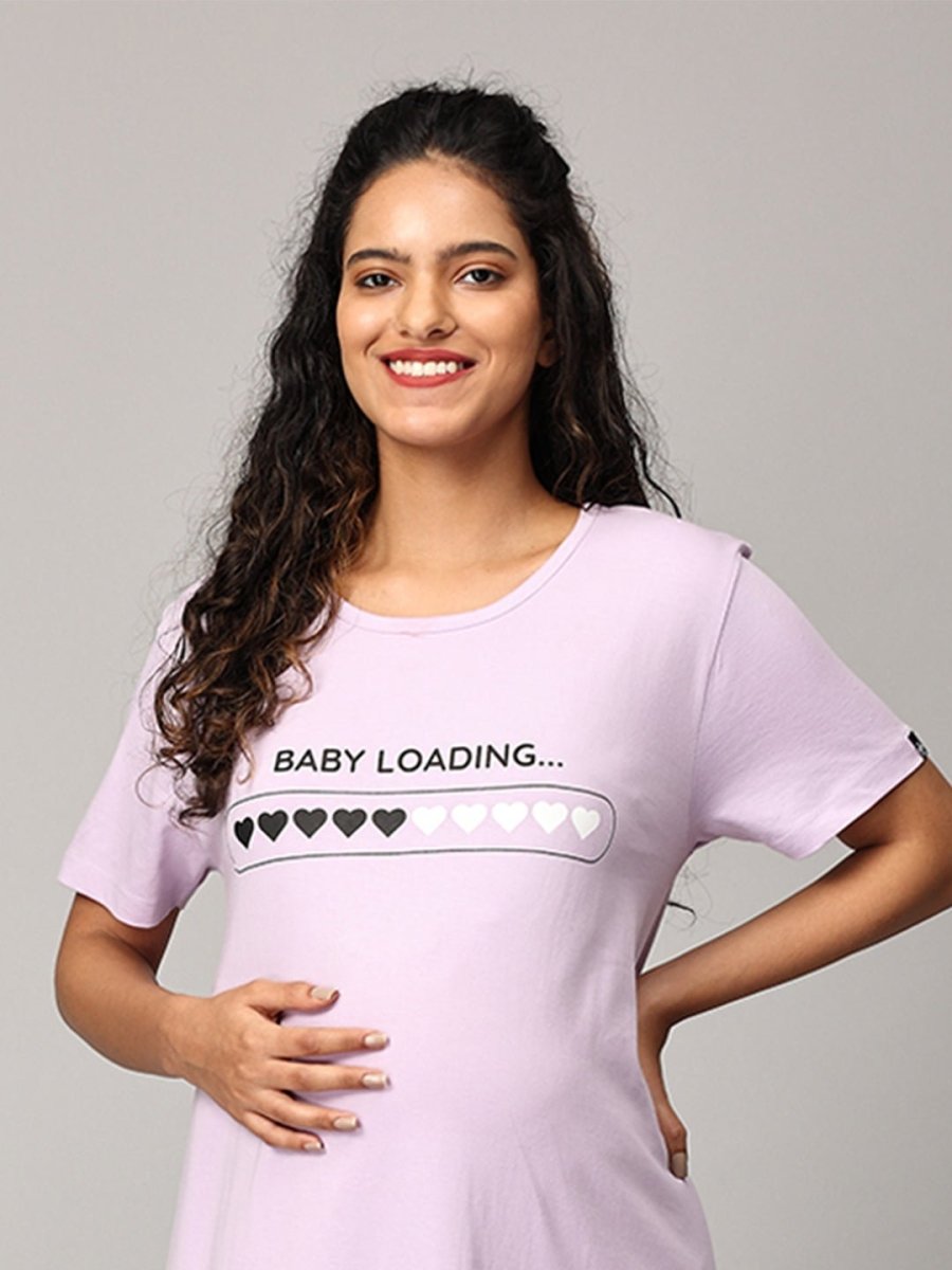 Baby Loading Maternity T Shirt Dress Lavender