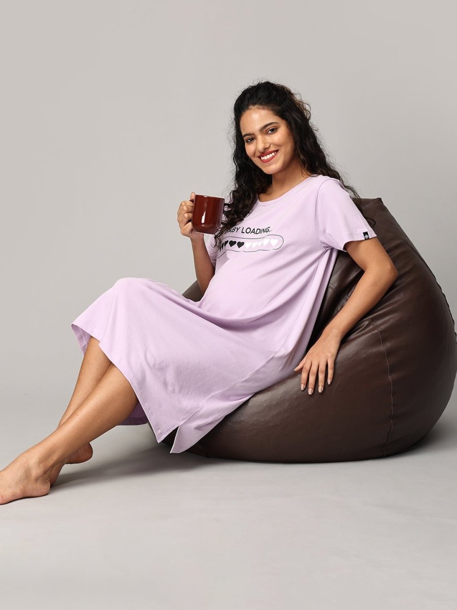 Baby Loading Maternity T Shirt Dress Lavender