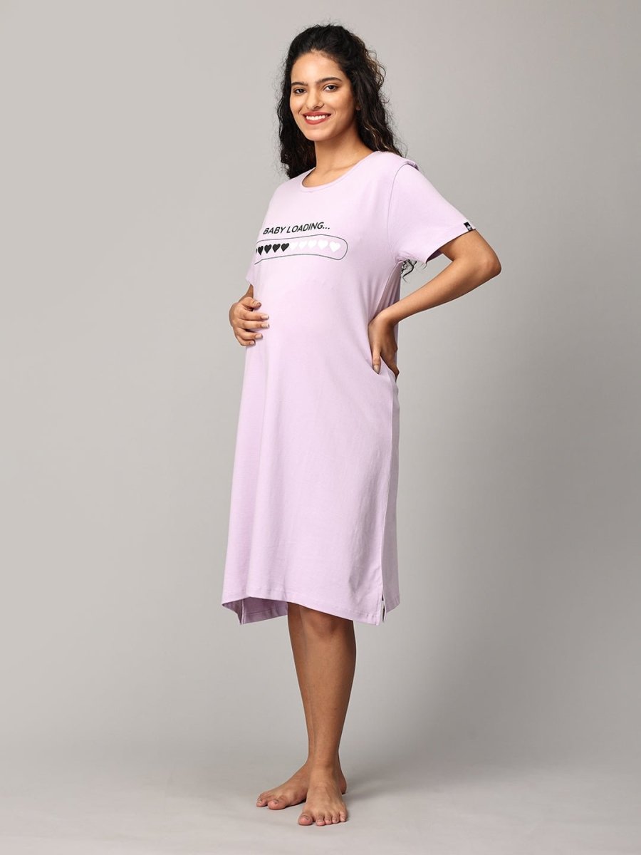 Baby Loading Maternity T Shirt Dress Lavender