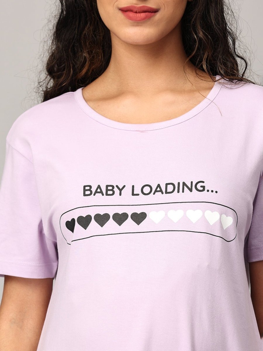 Baby Loading Maternity T Shirt Dress Lavender